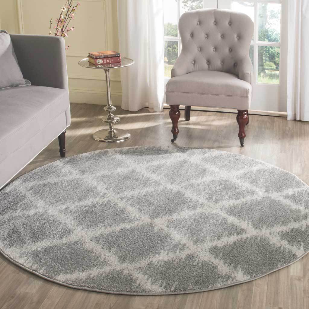 Adirondack Diamond Silver/Ivory Round Rug - Image 3