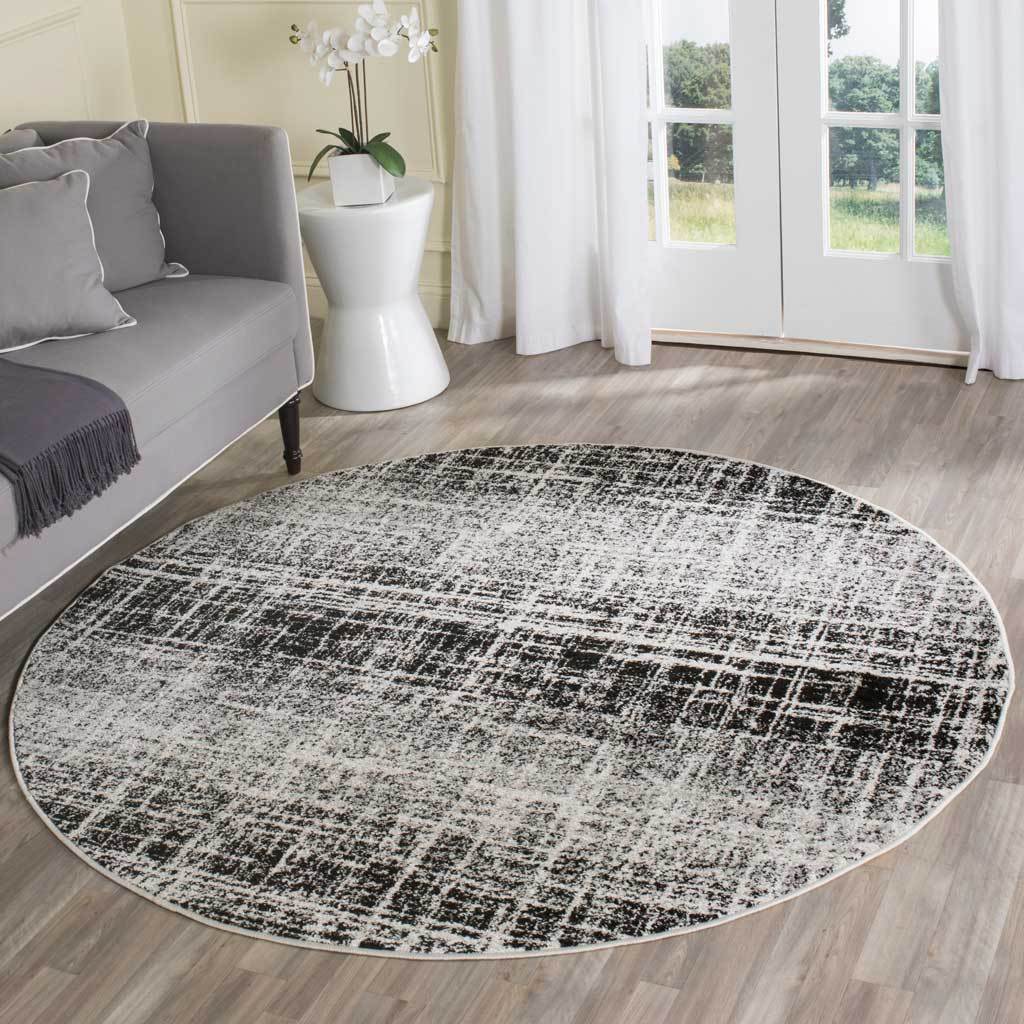 Adirondack Frequency Ivory/Black Round Rug - Image 3