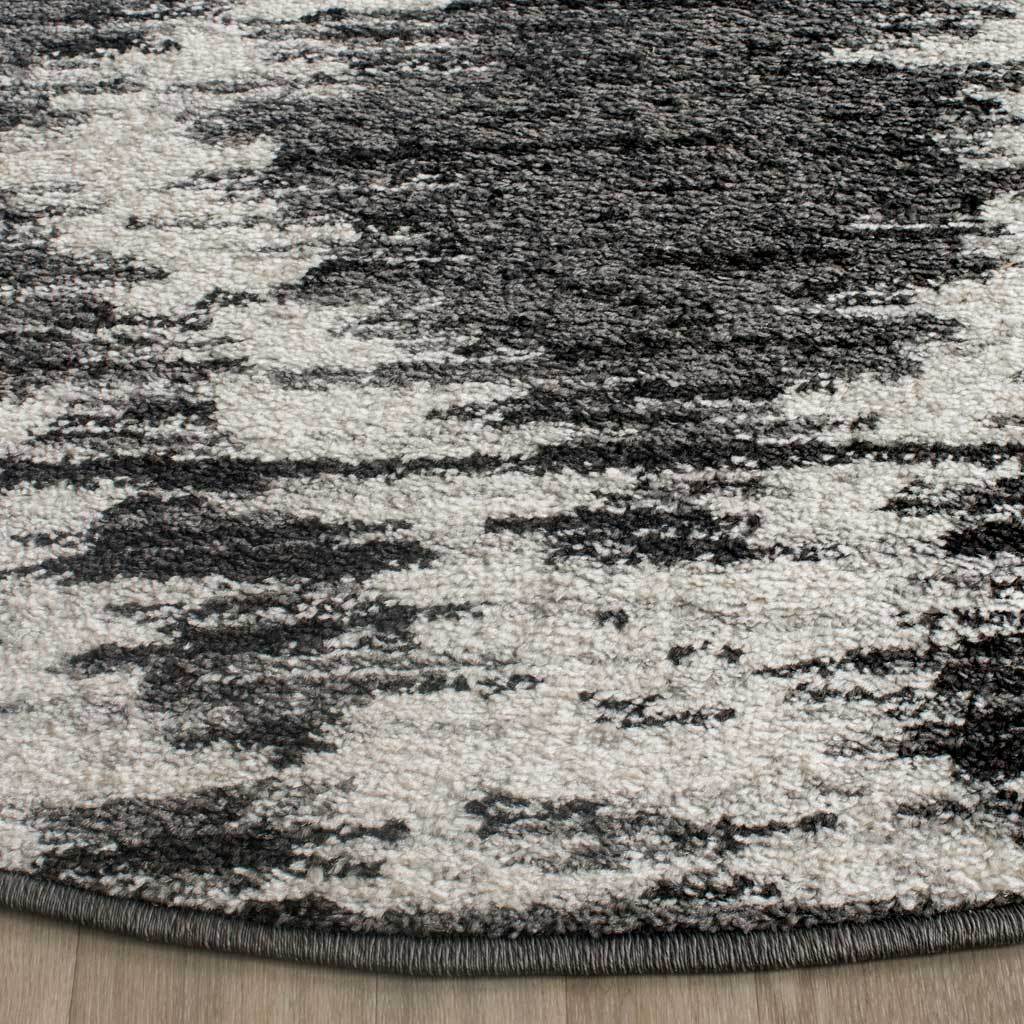 Adirondack Ikat Charcoal/Ivory Round Rug - Image 2
