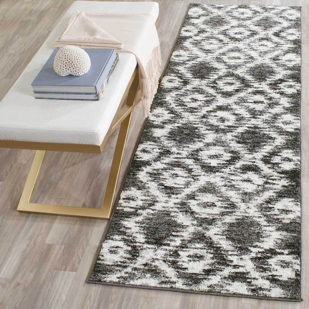 Adirondack Ikat Charcoal/Ivory Runner Rug - Image 3