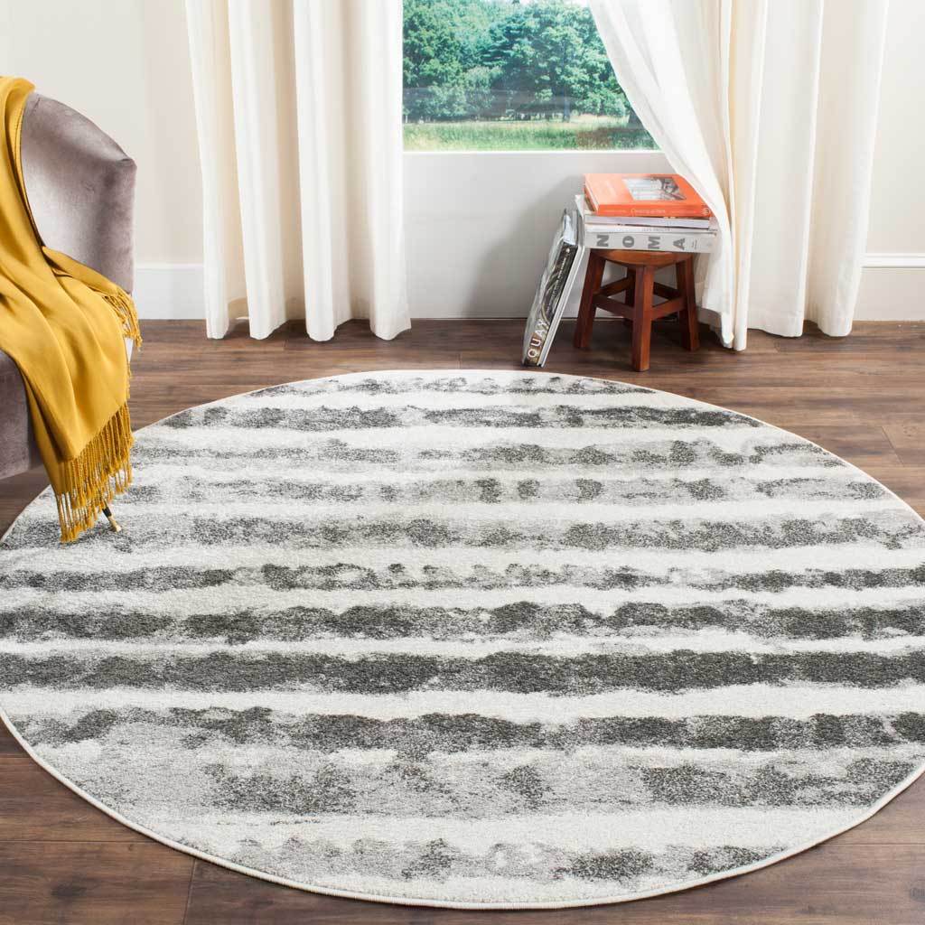 Adirondack Ivory/Charcoal Round Rug - Image 3