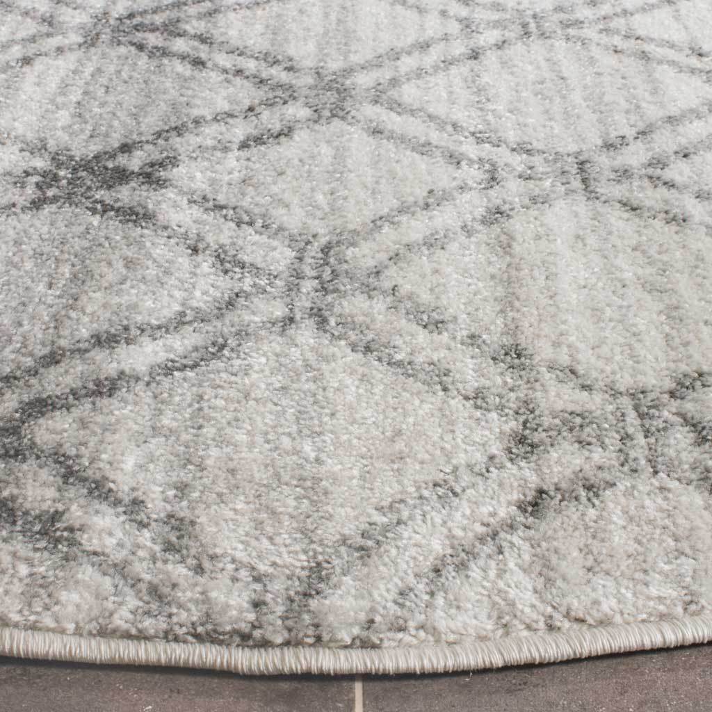 Adirondack Lattice Silver/Charcoal Round Rug - Image 2