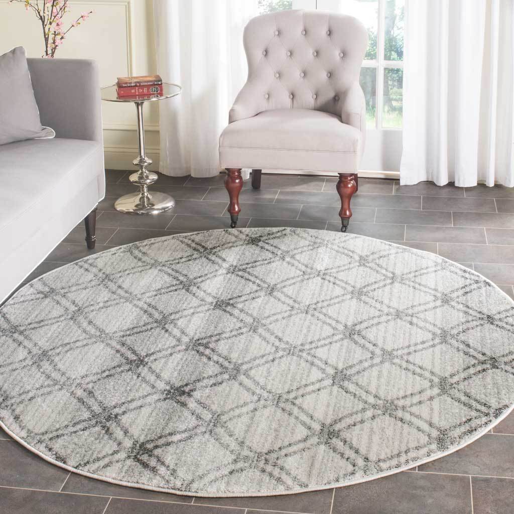 Adirondack Lattice Silver/Charcoal Round Rug - Image 3