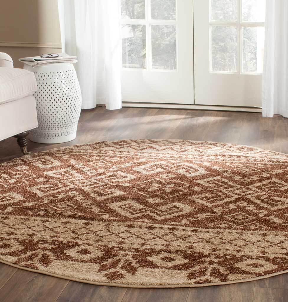 Adirondack Tribal Camel/Chocolate Round Rug - Image 2