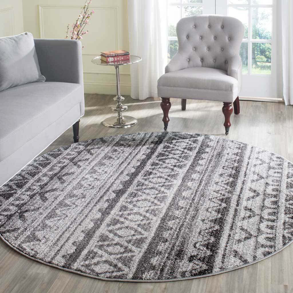 Adirondack Tribal Ivory/Charcoal Round Rug - Image 3