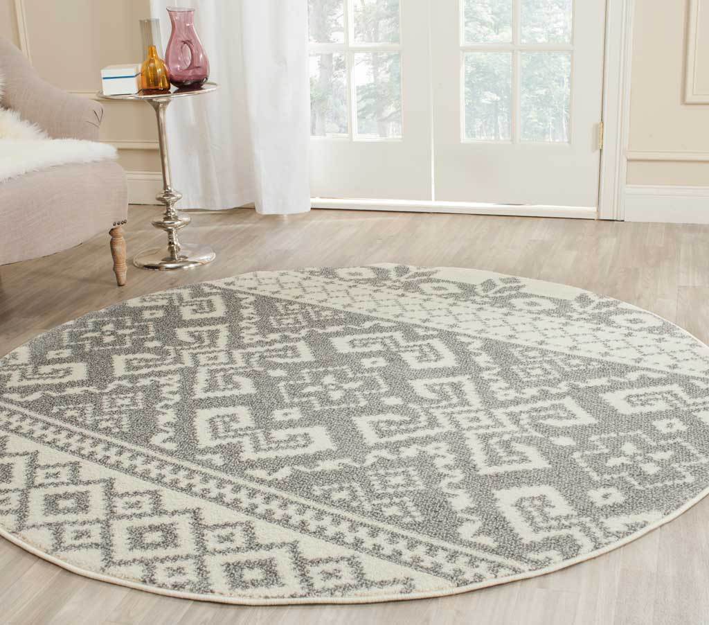 Adirondack Tribal Ivory/Silver Round Rug - Image 3