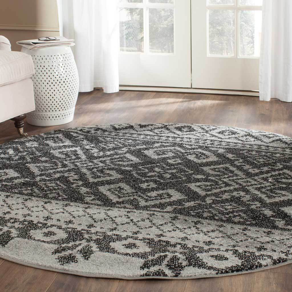 Adirondack Tribal Silver/Black Round Rug - Image 2