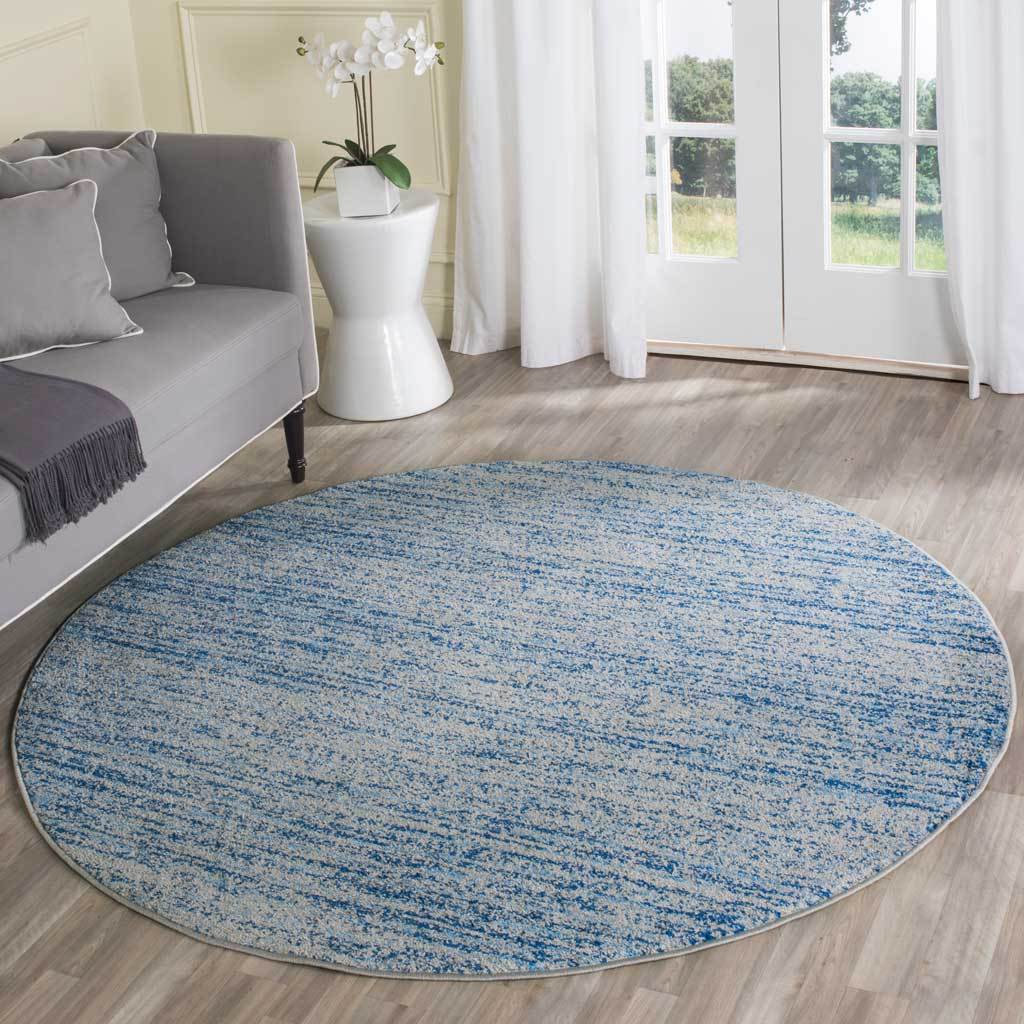 Adirondack Wave Blue/Silver Round Rug - Image 3