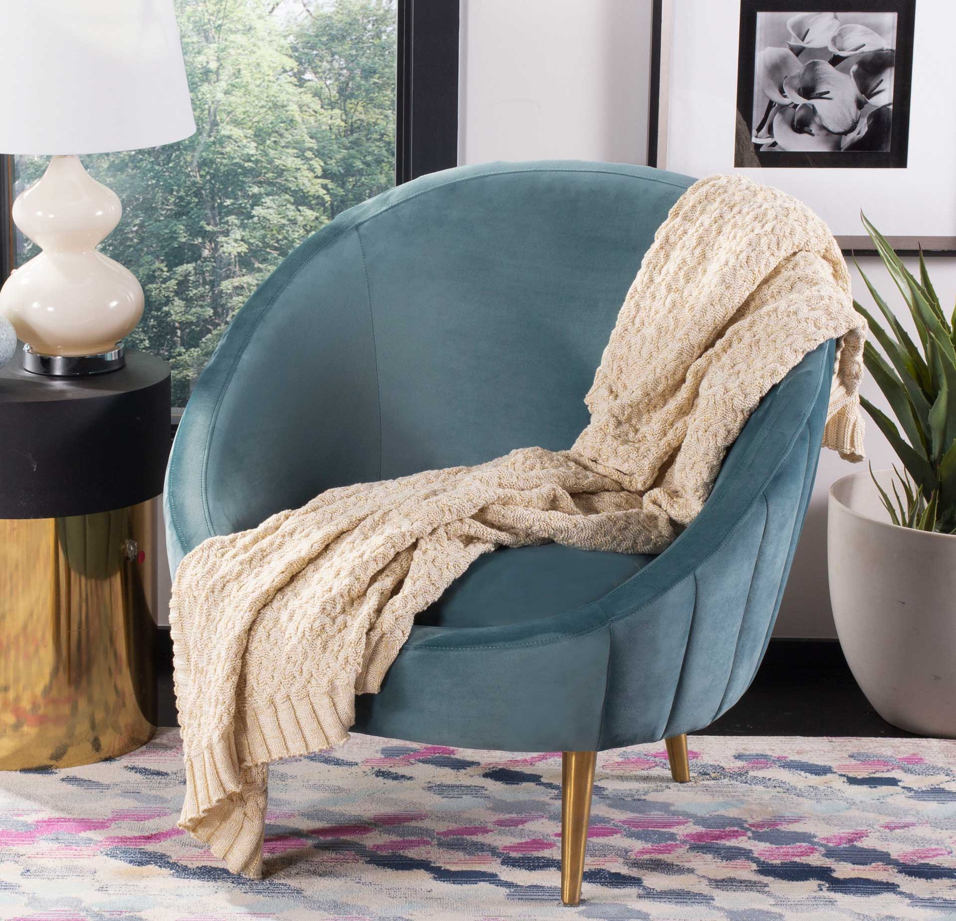 Admiration Knit Throw Natural/Gold - Image 2