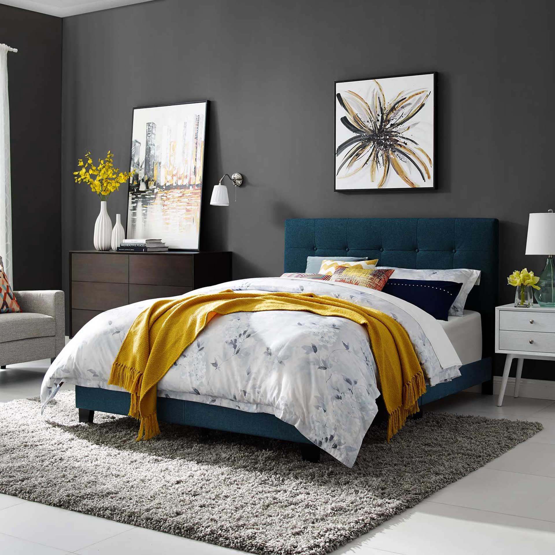 Adriane Upholstered Fabric Bed Azure - Image 5