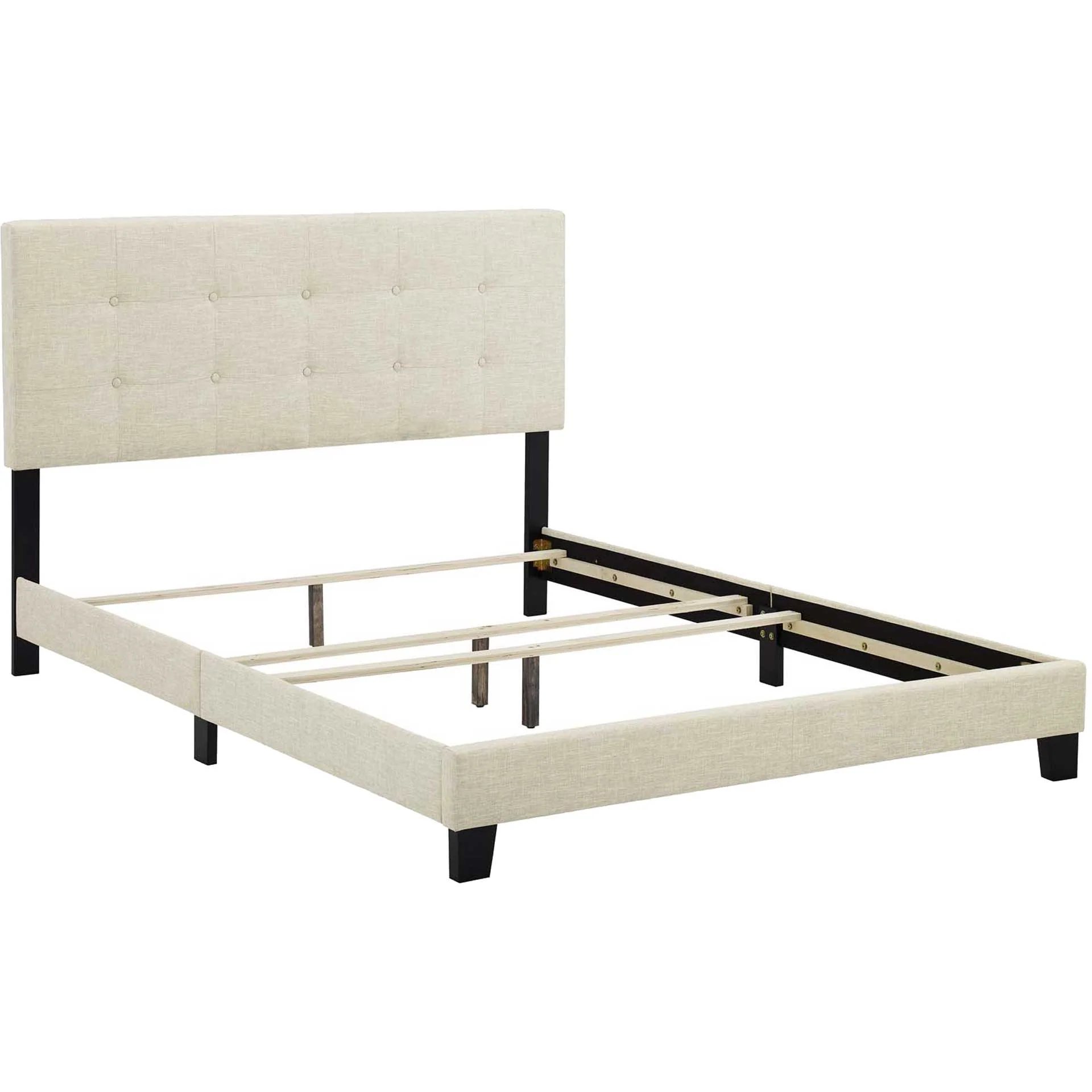 Adriane Upholstered Fabric Bed Beige - Image 4