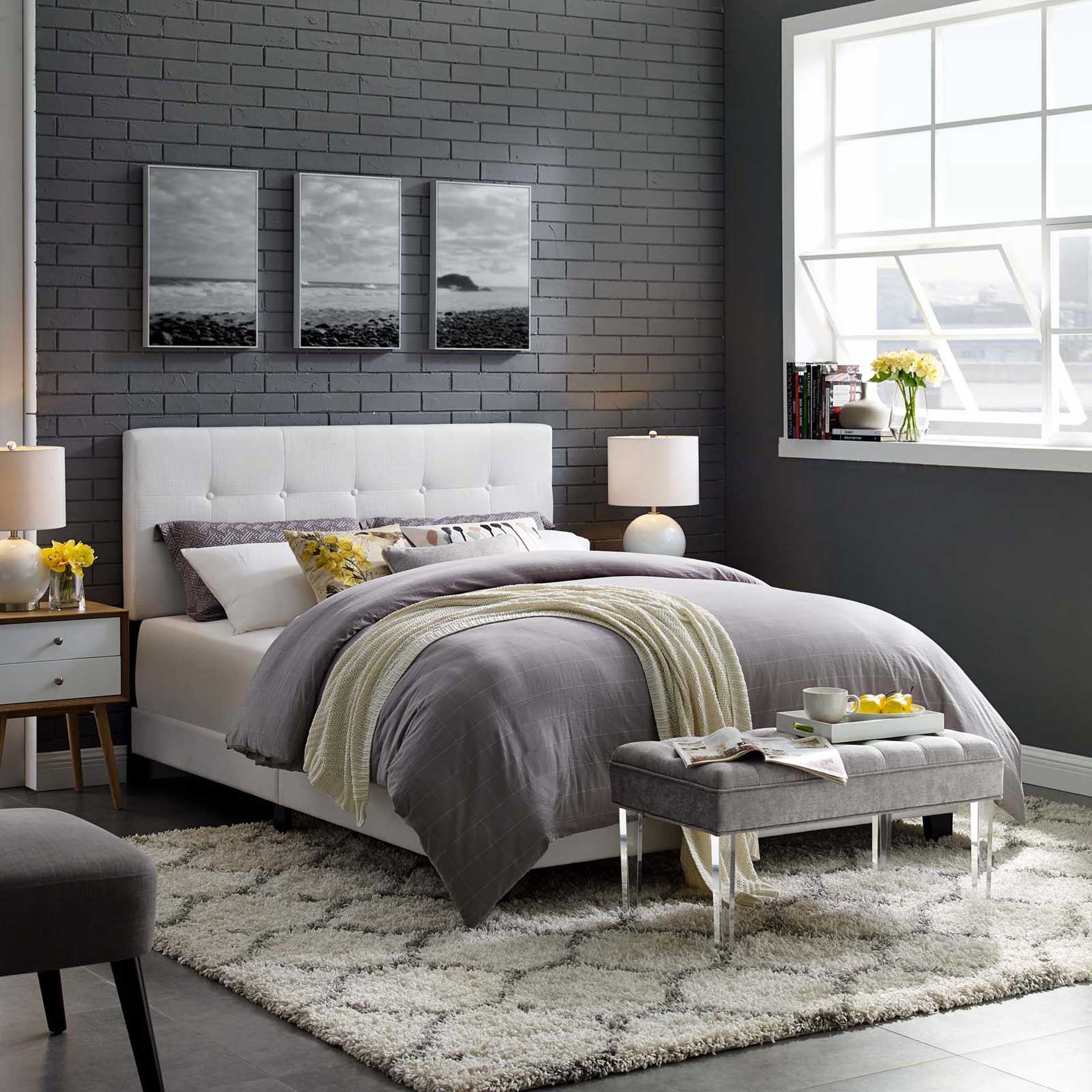 Adriane Upholstered Fabric Bed White - Image 5
