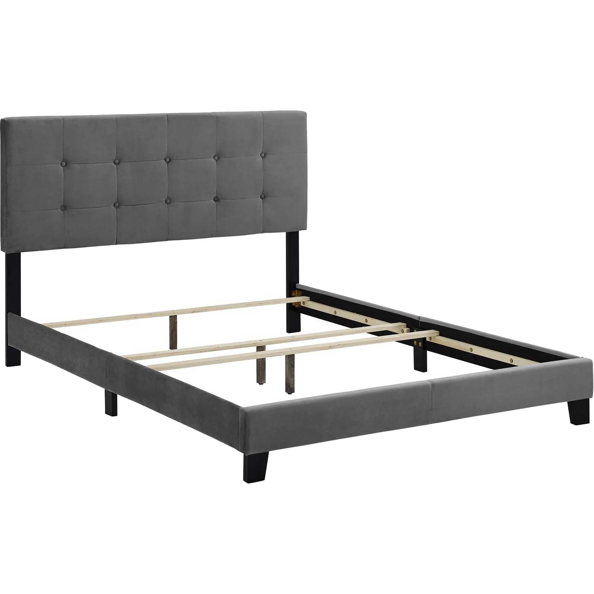 Adriane Upholstered Velvet Bed Gray - Image 4