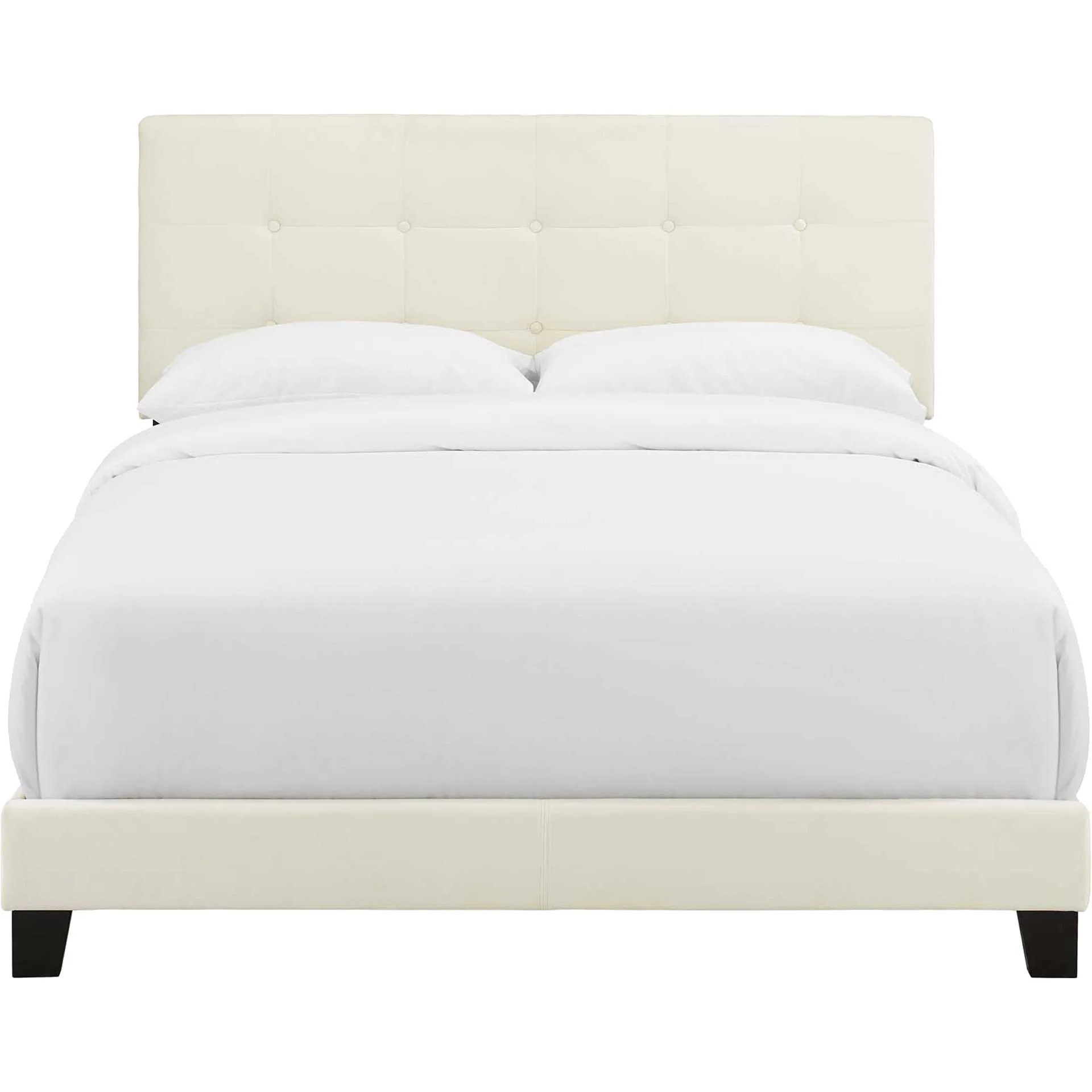 Adriane Upholstered Velvet Bed Ivory - Image 2