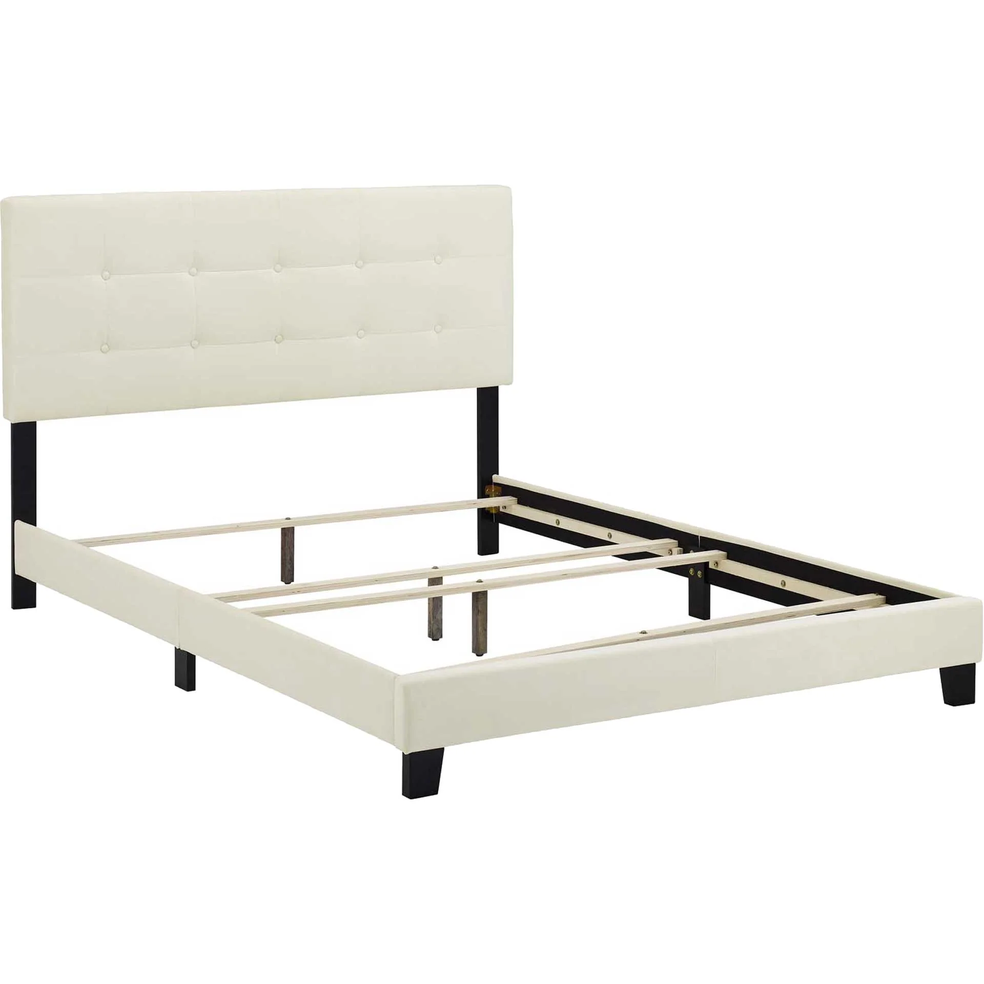 Adriane Upholstered Velvet Bed Ivory - Image 4