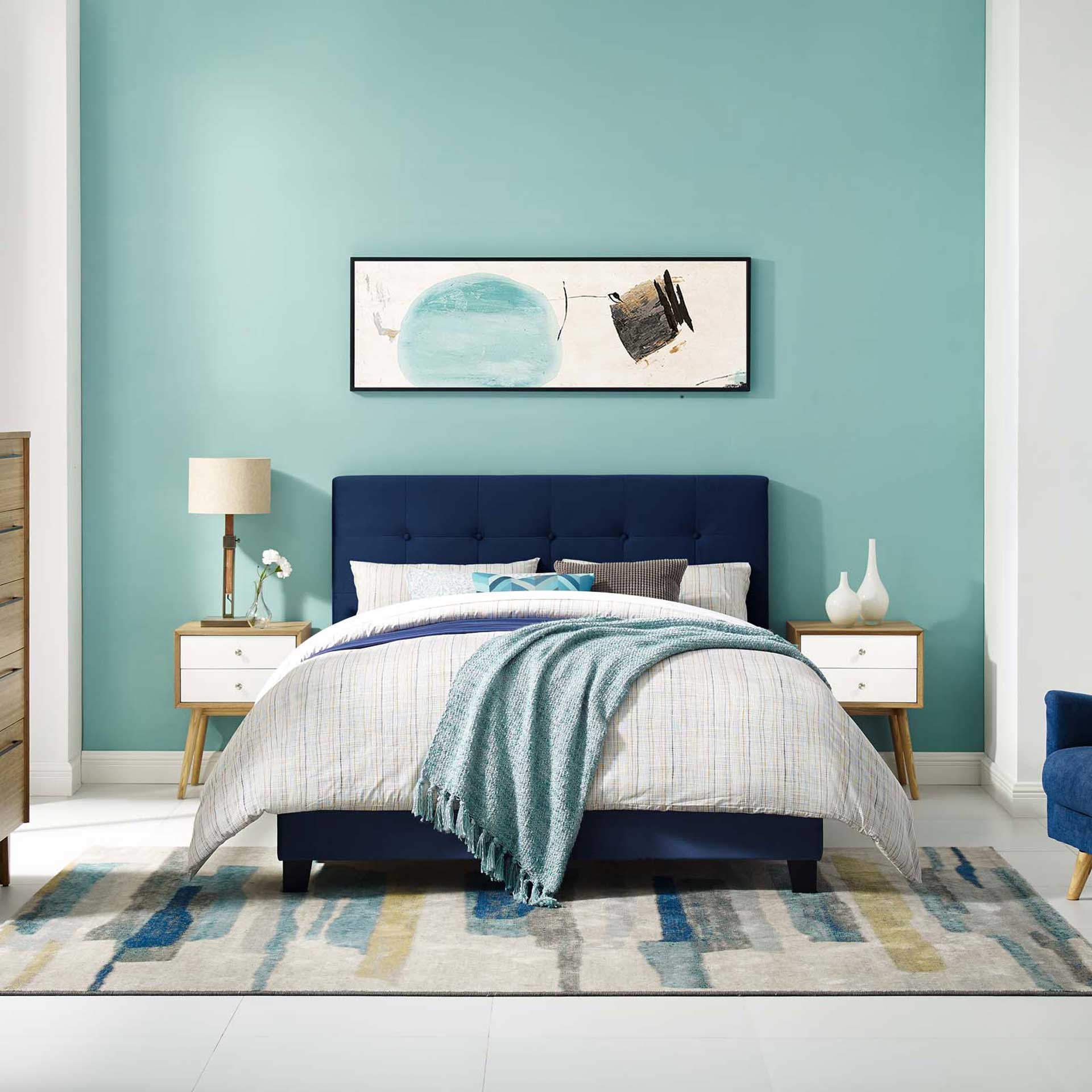 Adriane Upholstered Velvet Bed Midnight Blue - Image 5