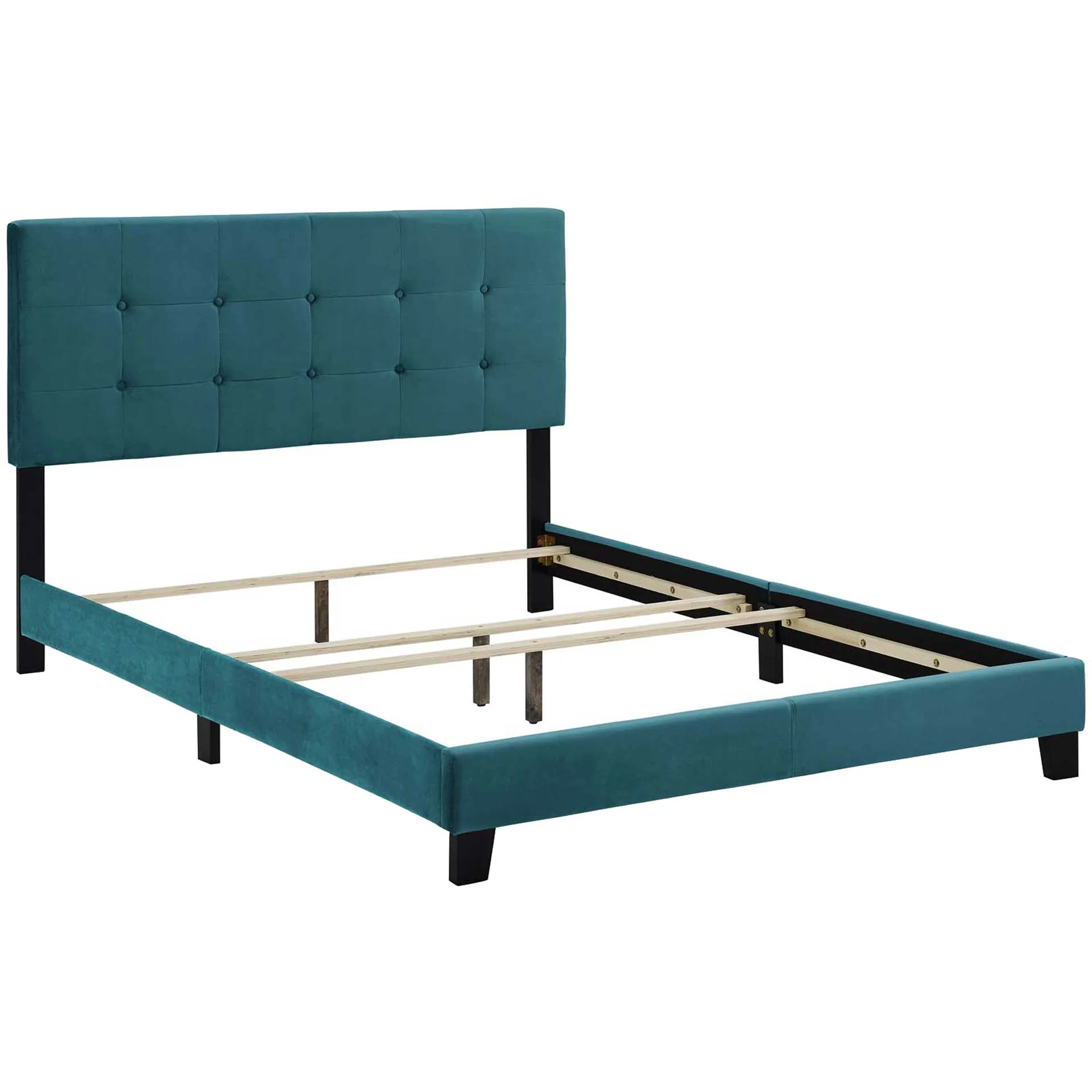 Adriane Upholstered Velvet Bed Sea Blue - Image 4