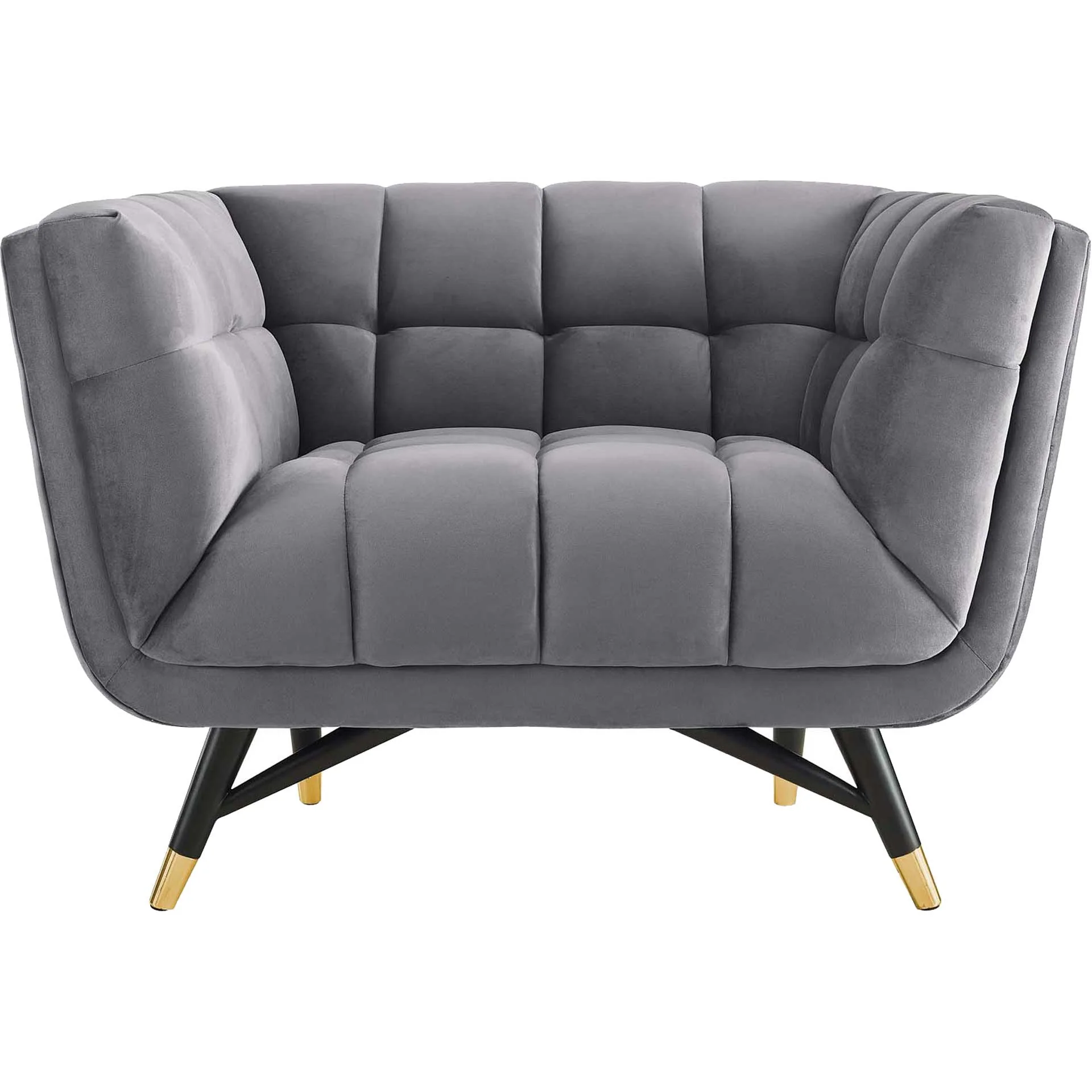 Adrianna Upholstered Velvet Armchair Gray - Image 2