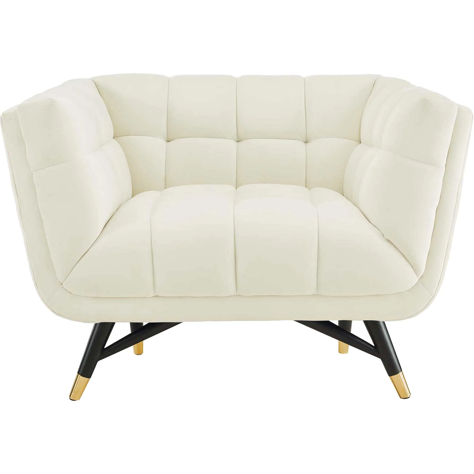 Adrianna Upholstered Velvet Armchair Ivory - Image 2