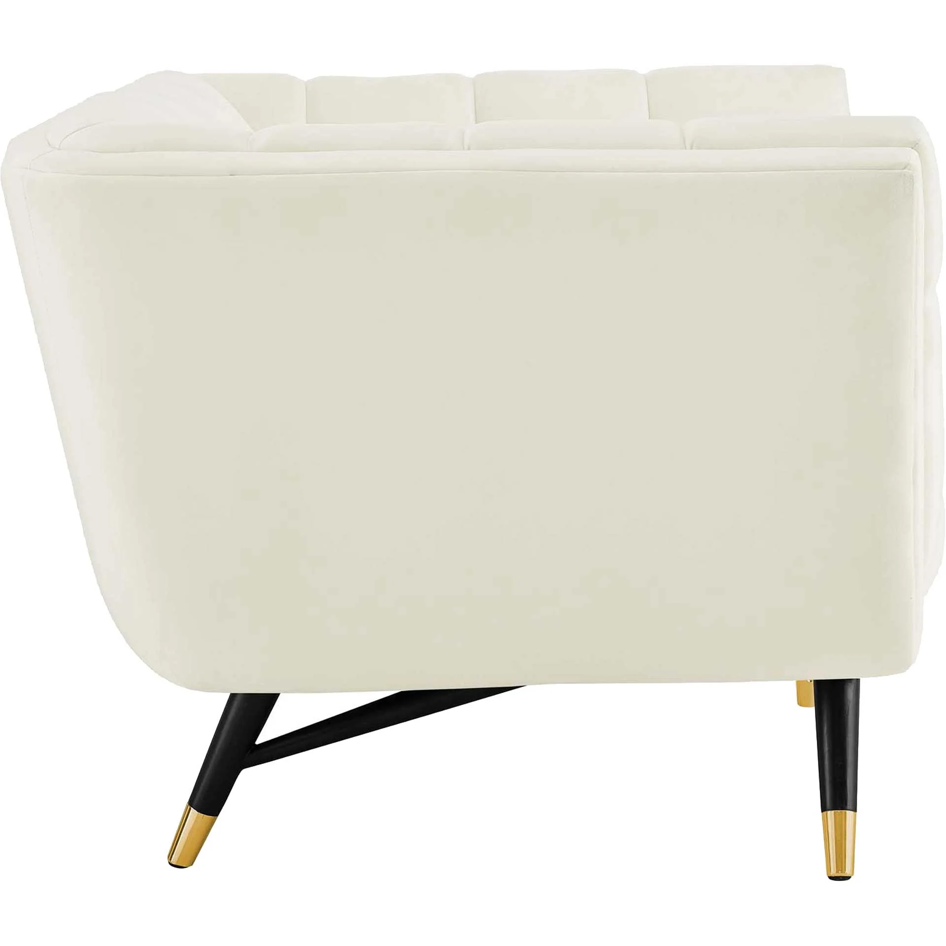 Adrianna Upholstered Velvet Armchair Ivory - Image 3