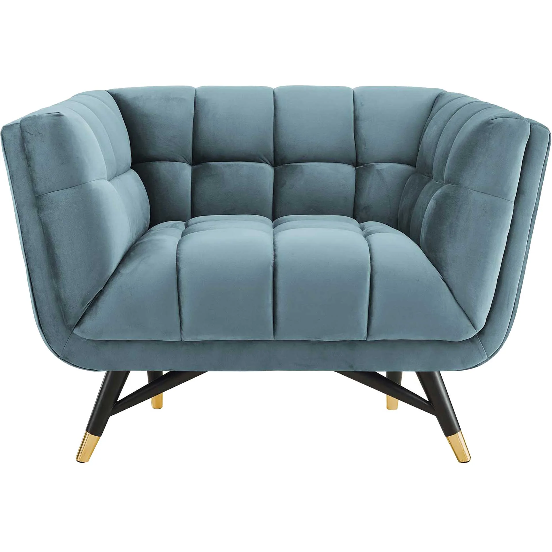 Adrianna Upholstered Velvet Armchair Sea Blue - Image 2