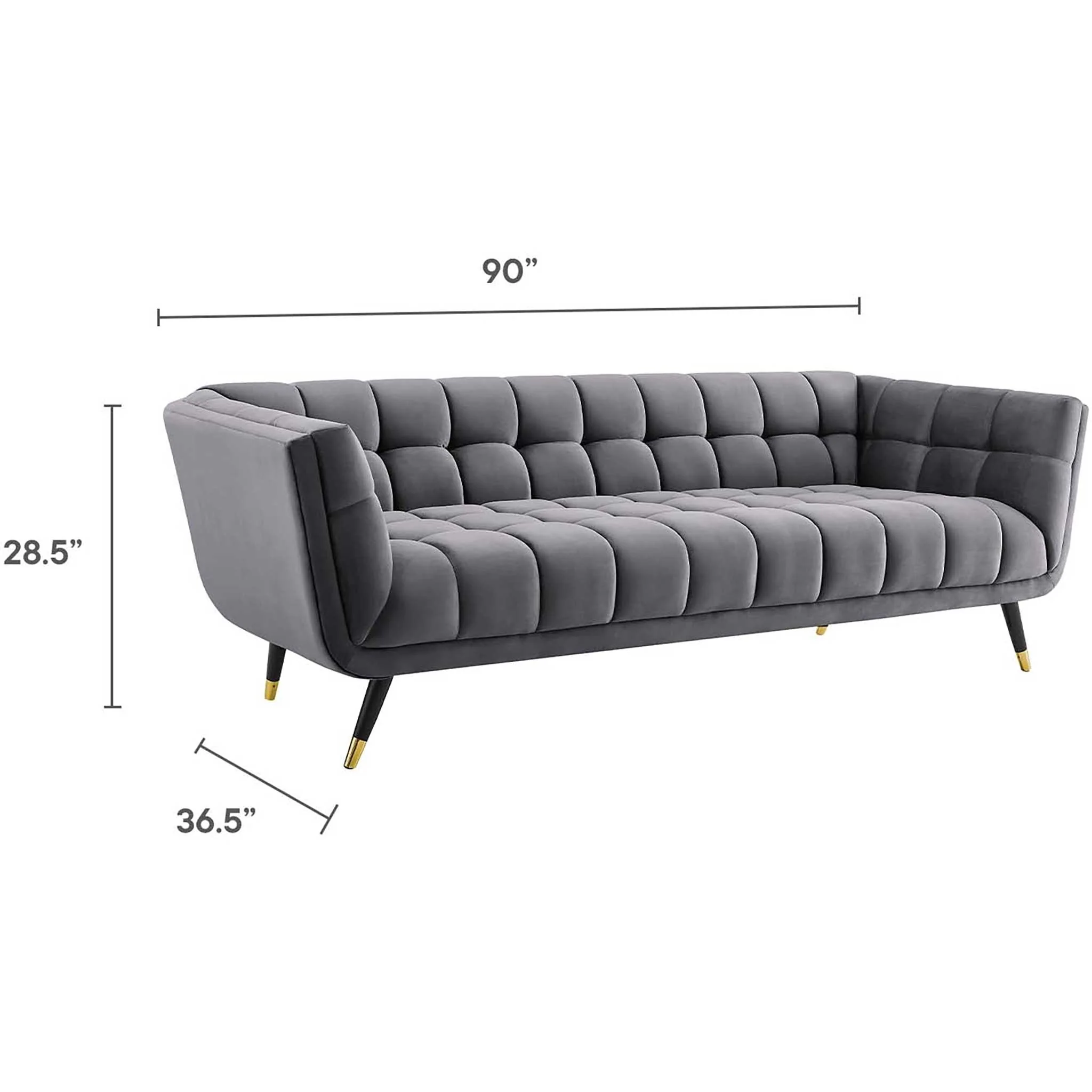 Adrianna Upholstered Velvet Sofa Gray - Image 5