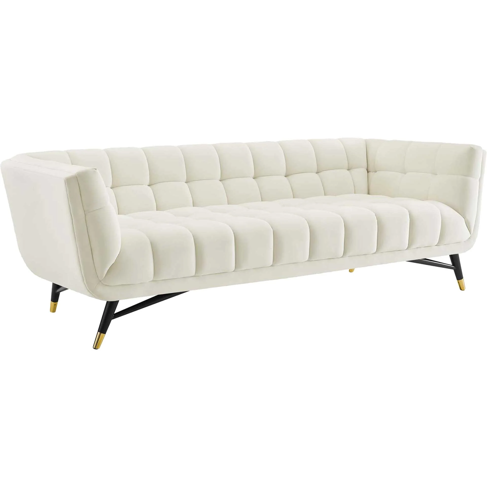 Adrianna Upholstered Velvet Sofa Ivory - Image 2
