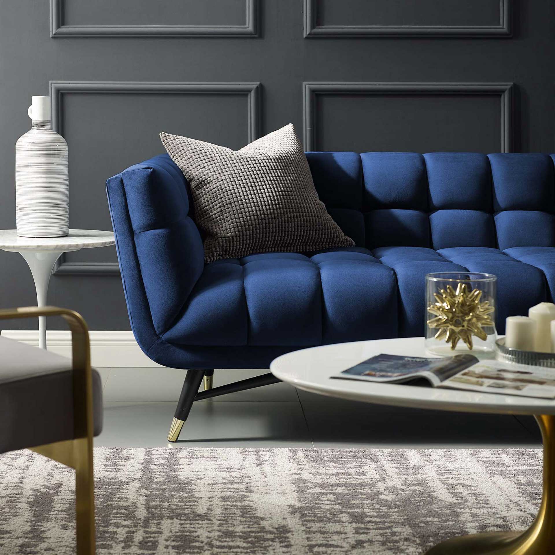 Adrianna Upholstered Velvet Sofa Midnight Blue - Image 4