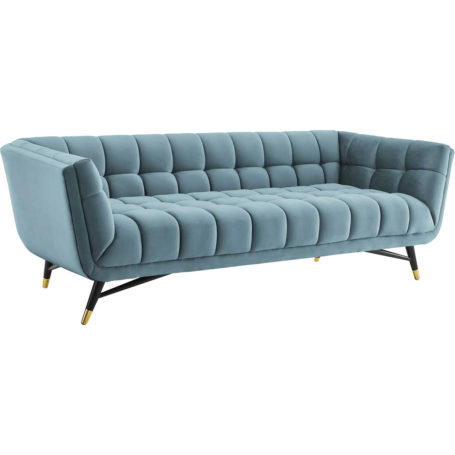 Adrianna Upholstered Velvet Sofa Sea Blue - Image 2