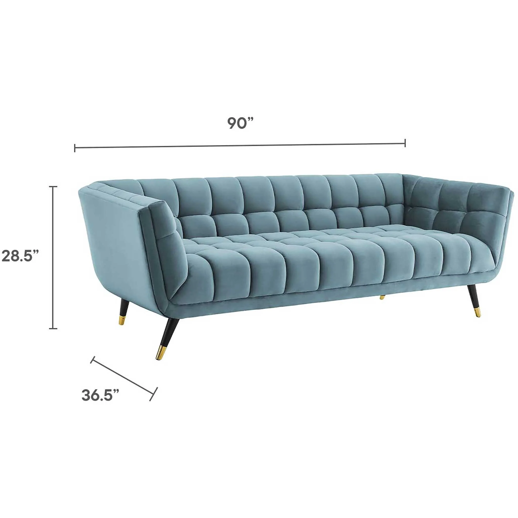 Adrianna Upholstered Velvet Sofa Sea Blue - Image 5