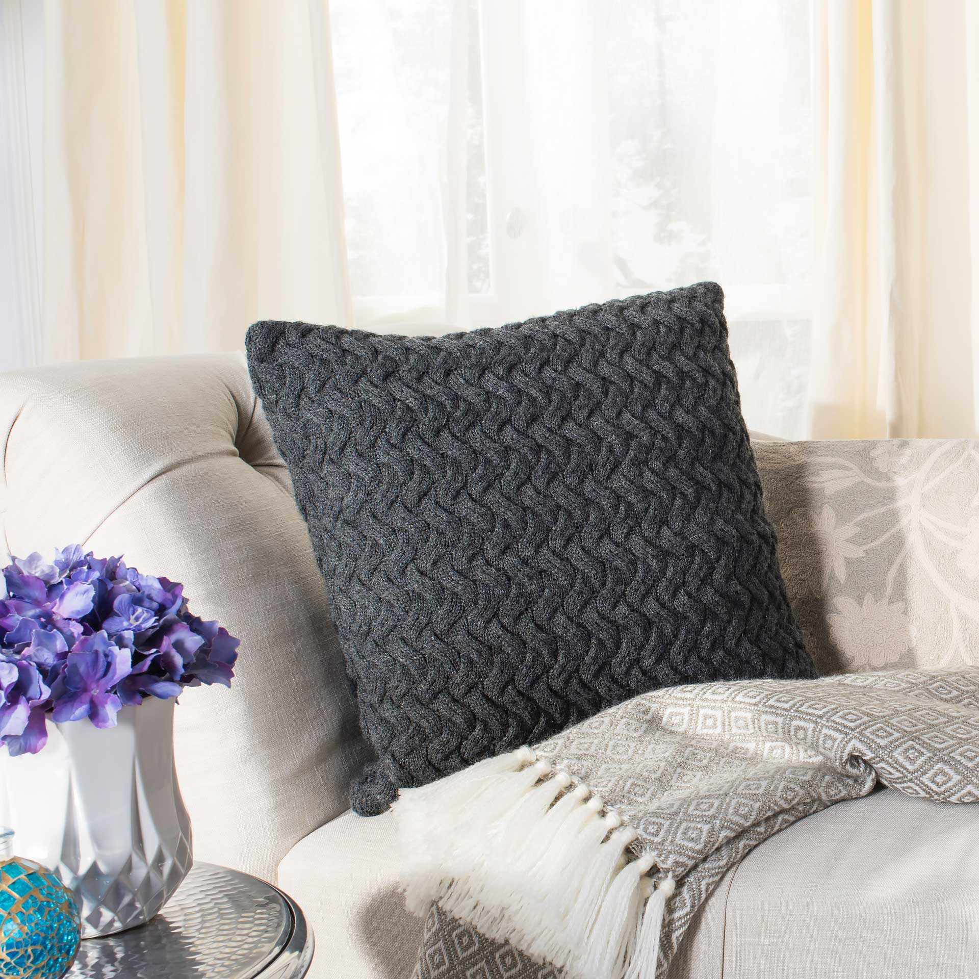 Adrienne Knit Pillow Dark Gray - Image 2