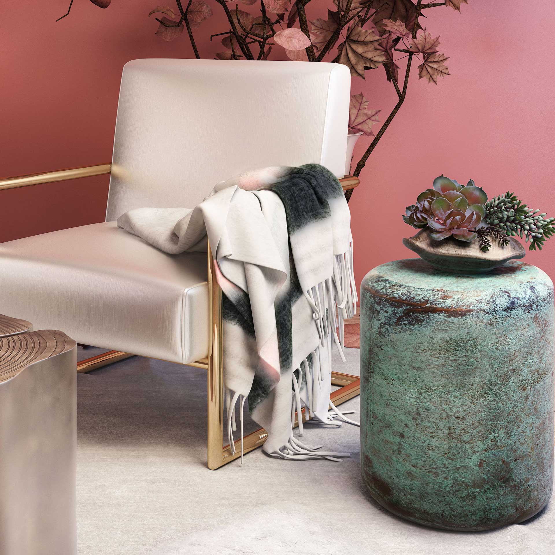 Affinity Throw Blue/Blush/Gray/White - Image 5