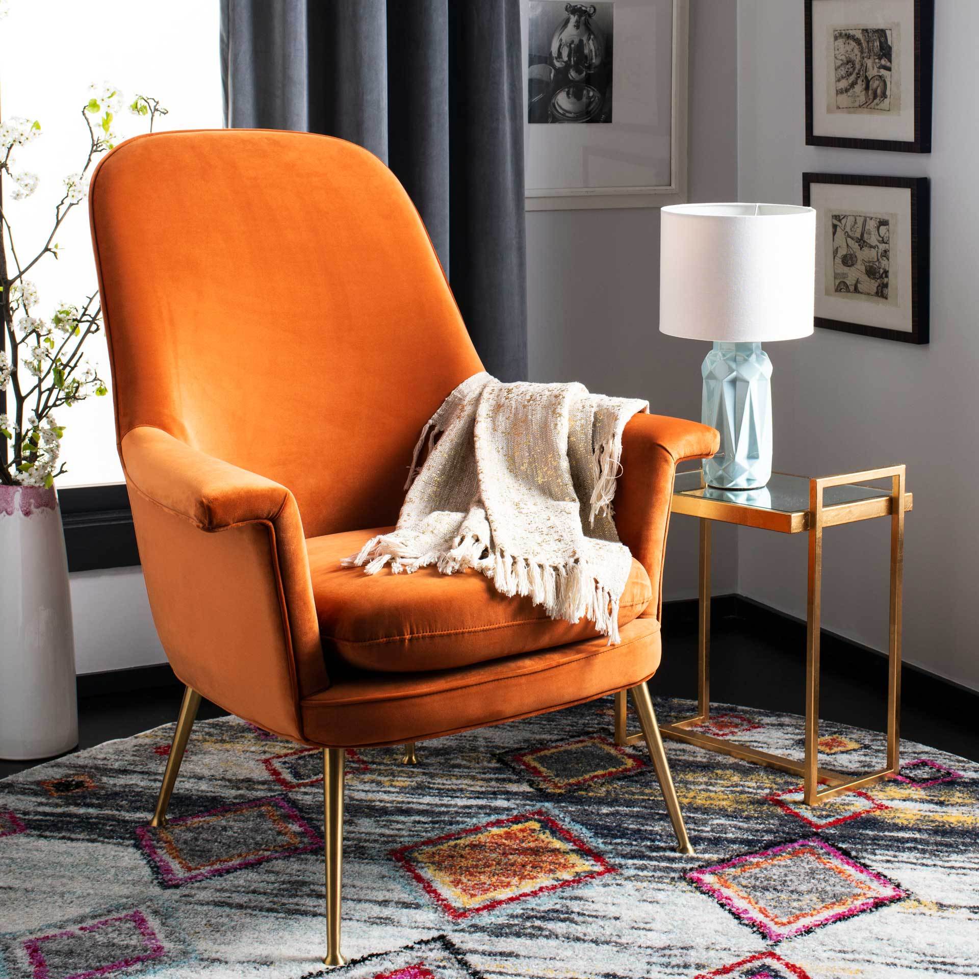 Aidan Velvet Arm Chair Sienna/Gold - Image 8