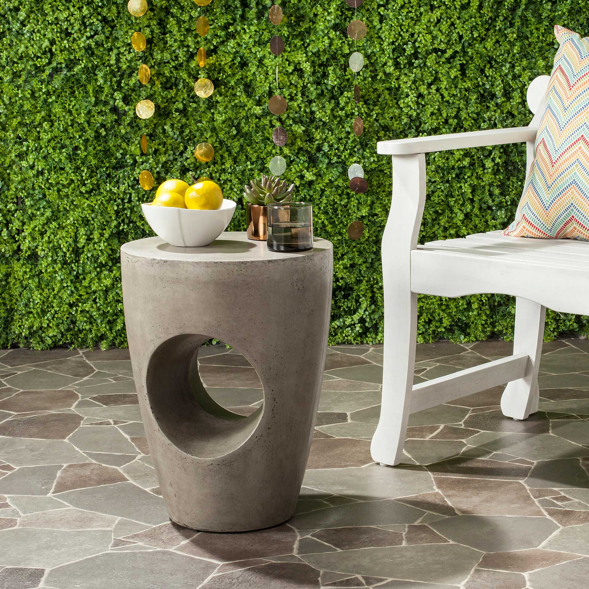 Aimee Modern Concrete Round Accent Table Dark Gray - Image 3