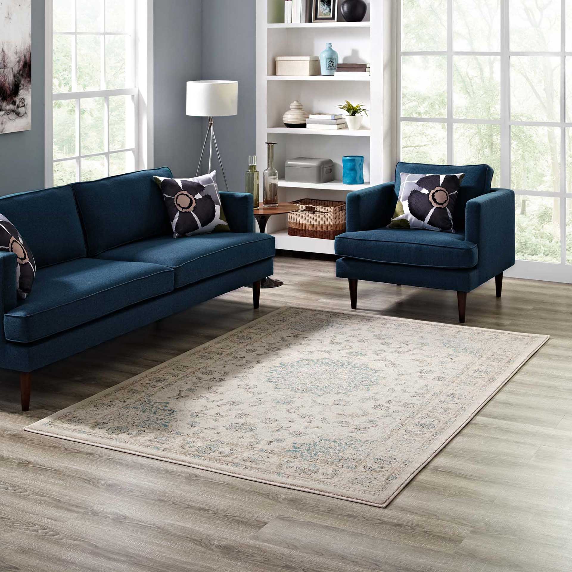 Airlington Area Rug Teal/Beige - Image 8