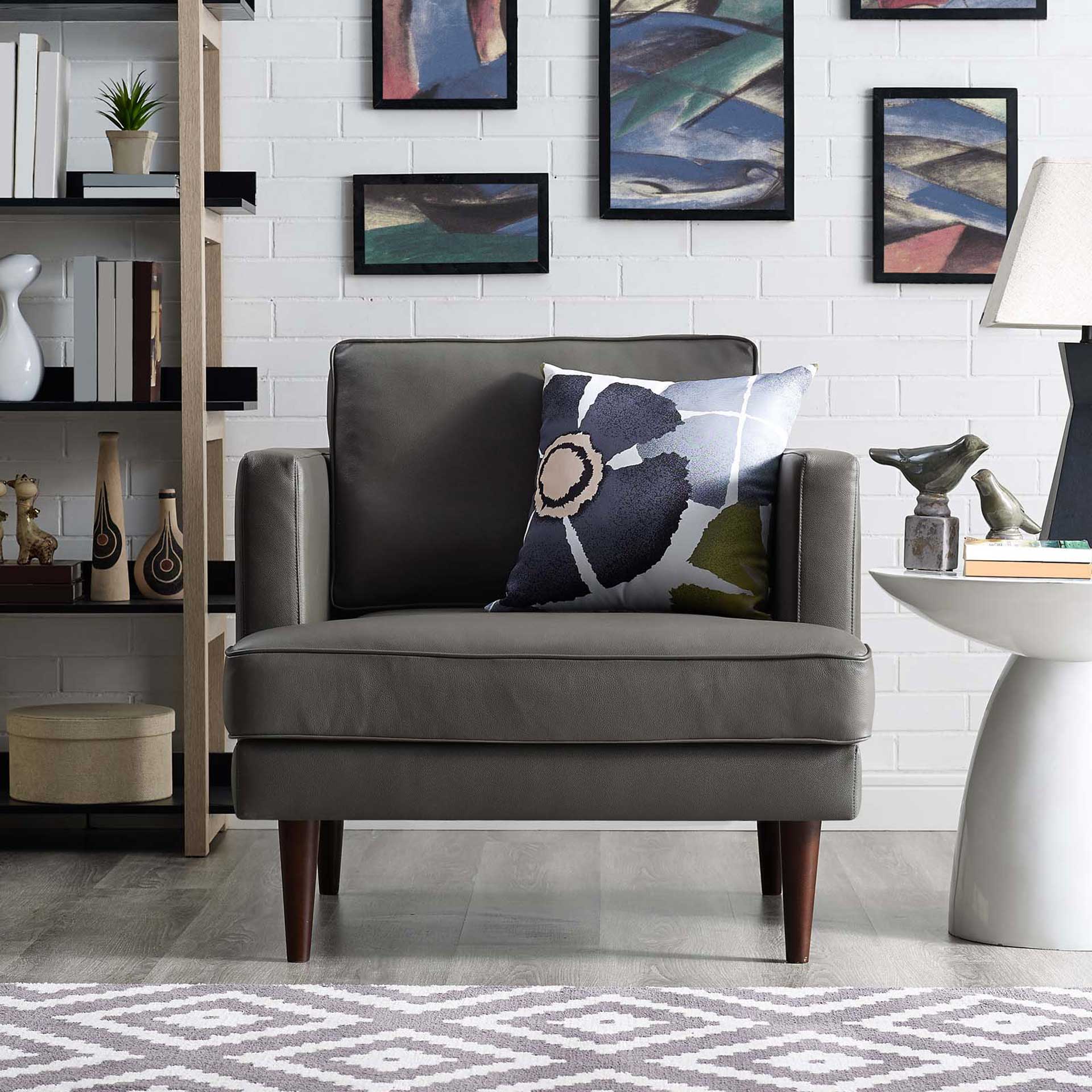 Aisley Leather Armchair Gray - Image 5