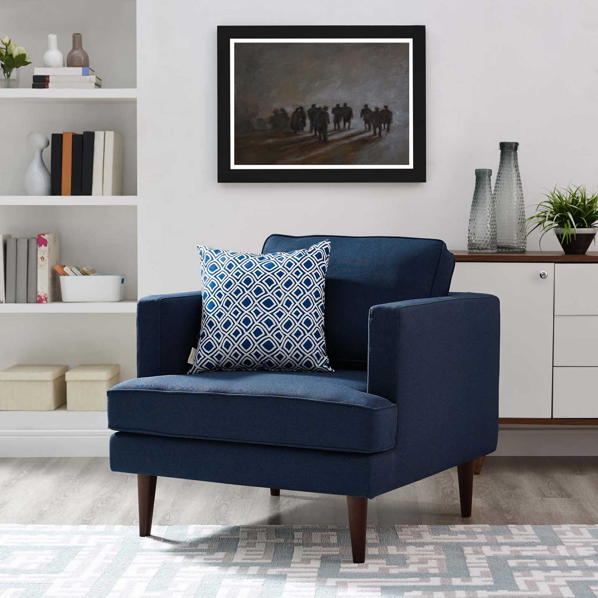 Aisley Upholstered Fabric Armchair Blue - Image 5