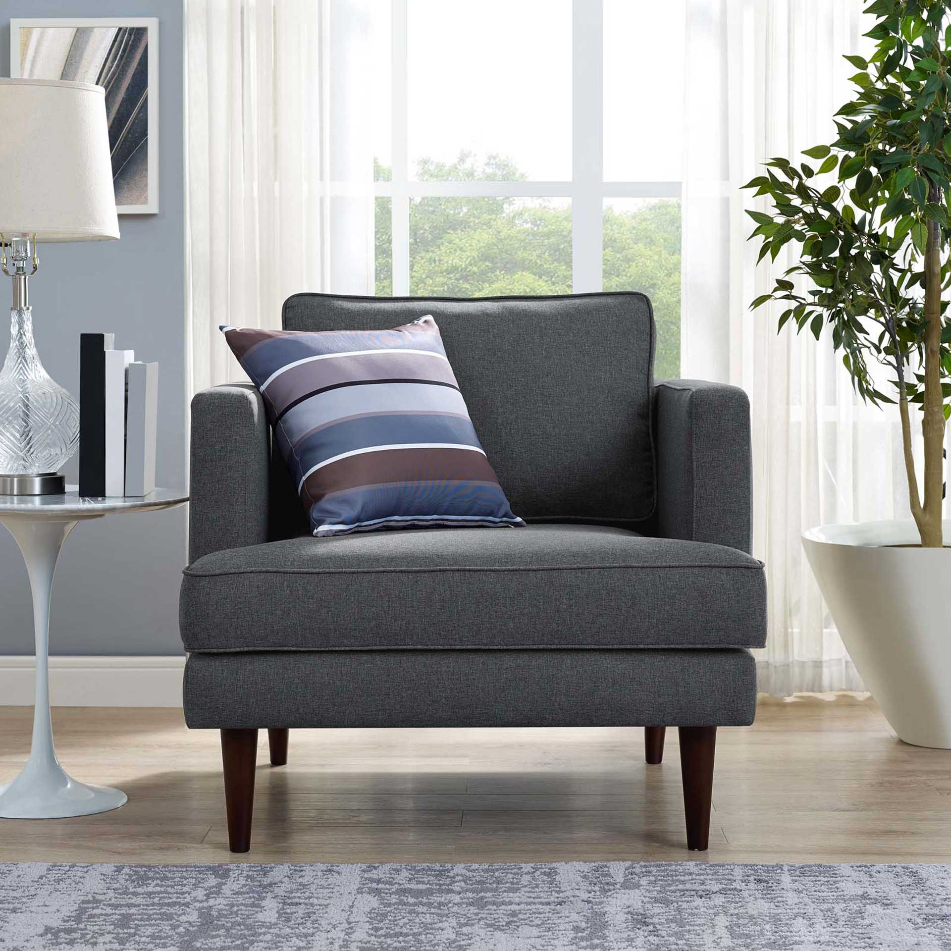 Aisley Upholstered Fabric Armchair Gray - Image 5