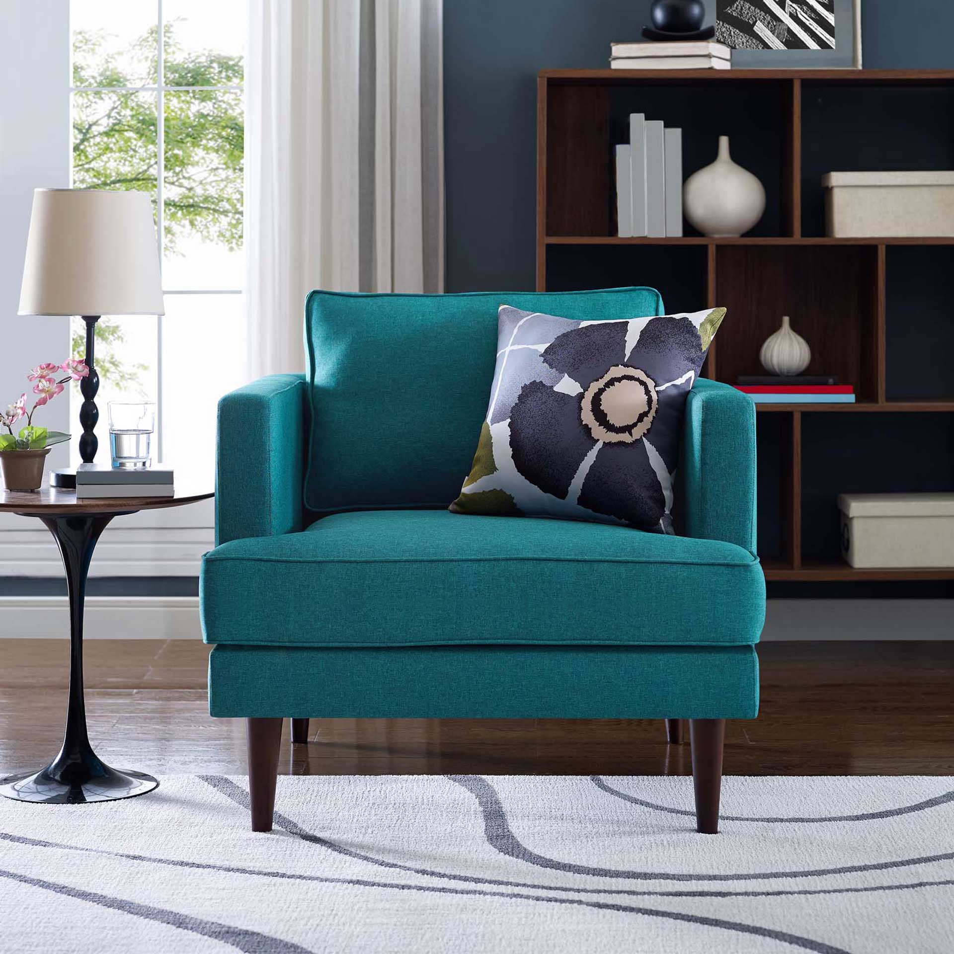 Aisley Upholstered Fabric Armchair Teal - Image 5