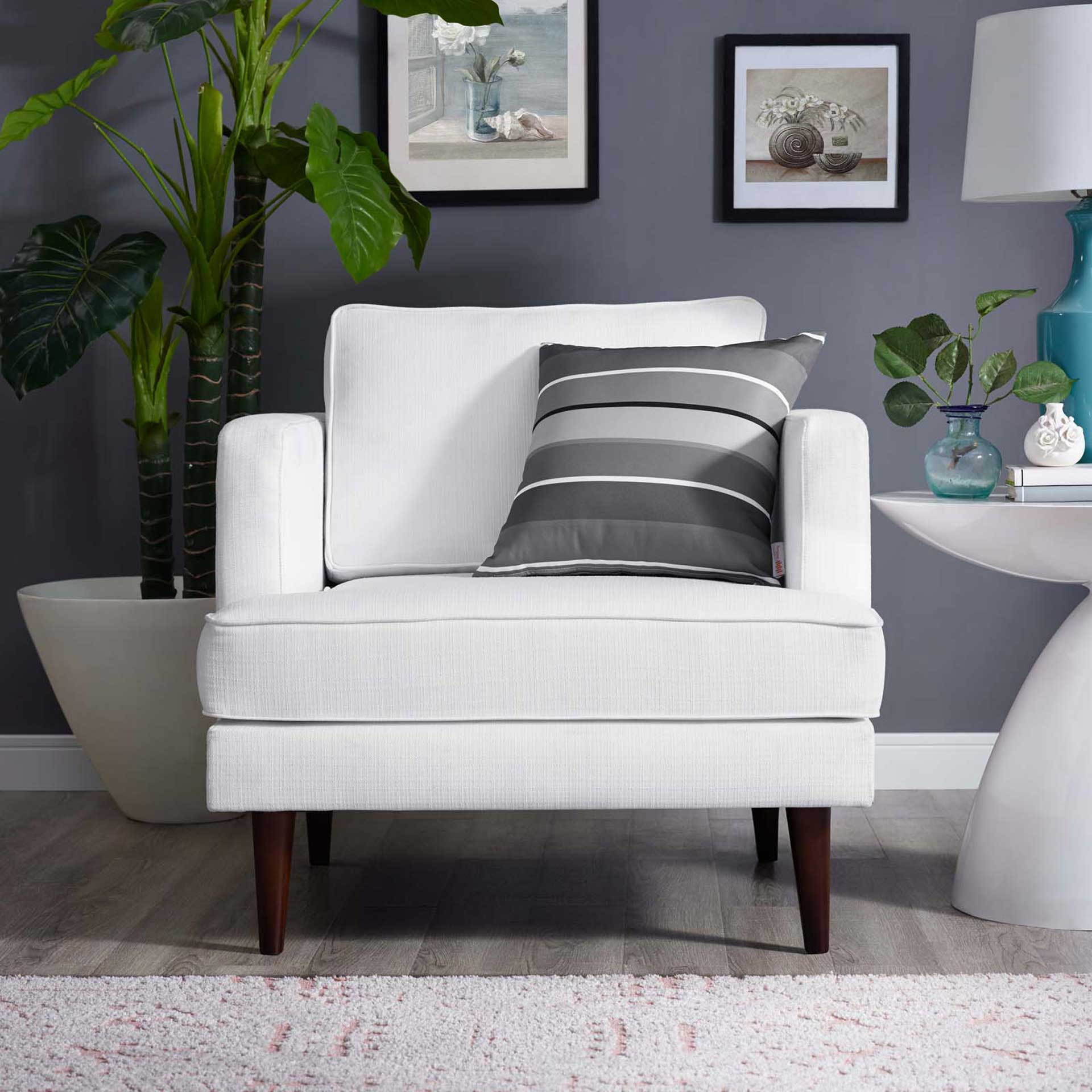 Aisley Upholstered Fabric Armchair White - Image 5