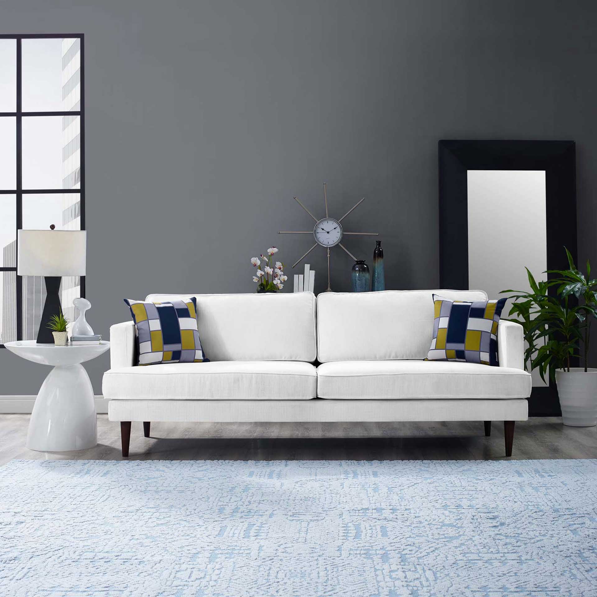 Aisley Upholstered Fabric Sofa White - Image 4