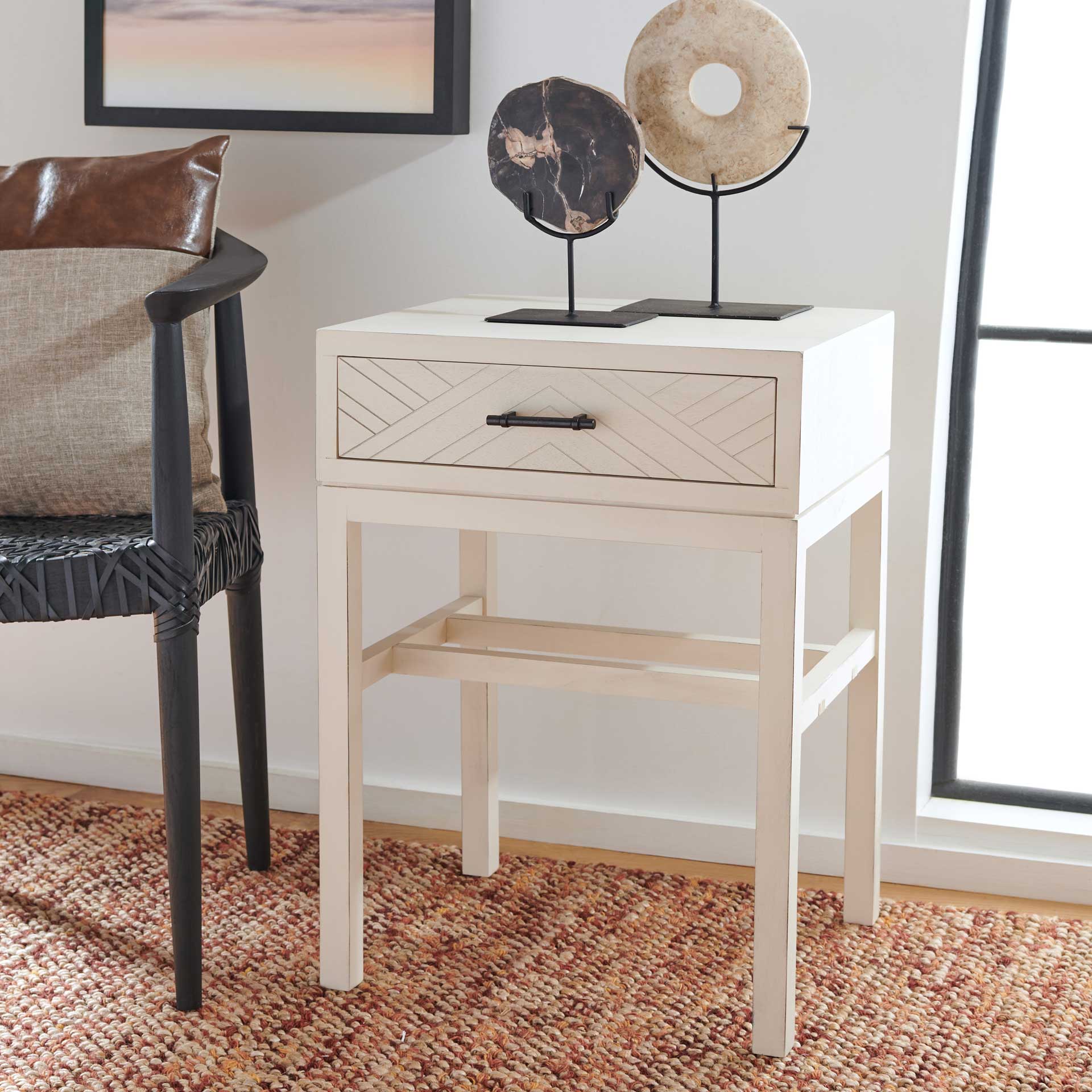 Ajani 1 Drawer Accent Table Distressed White - Image 8