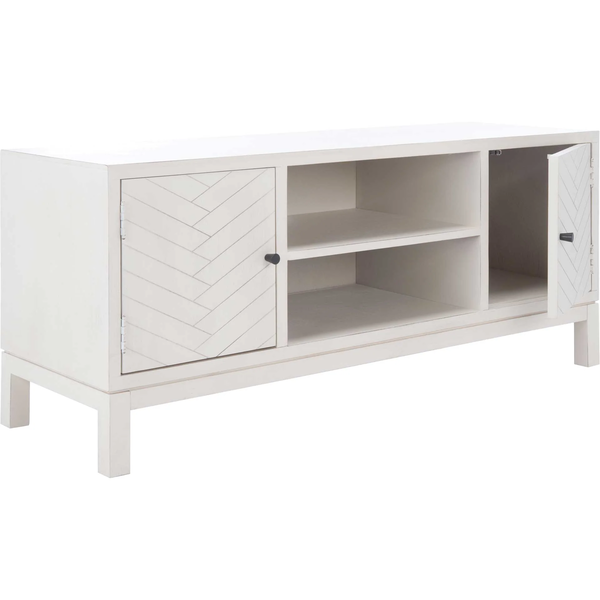 Ajani 2 Door 1 Shelf Media Stand Distressed White - Image 2