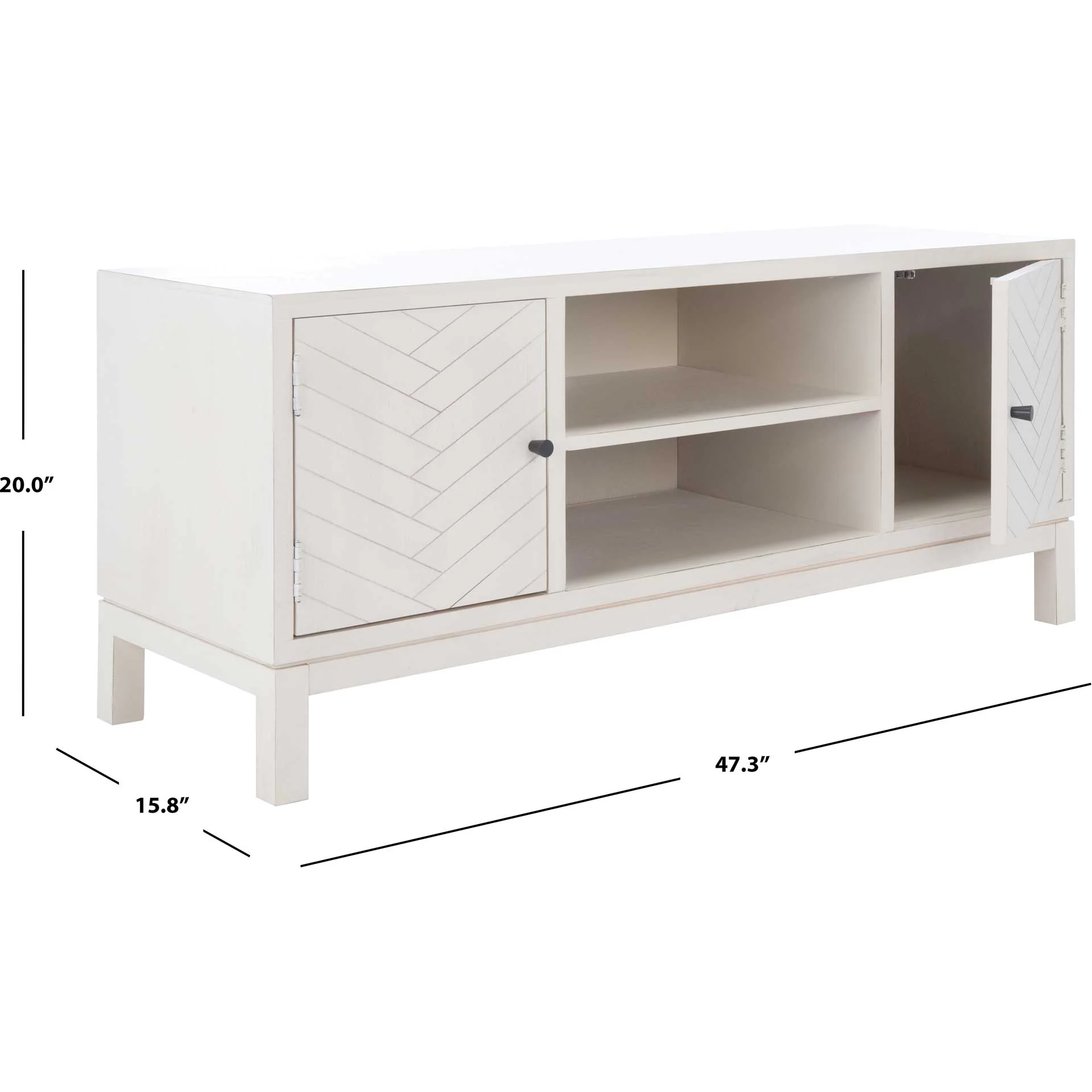 Ajani 2 Door 1 Shelf Media Stand Distressed White - Image 9