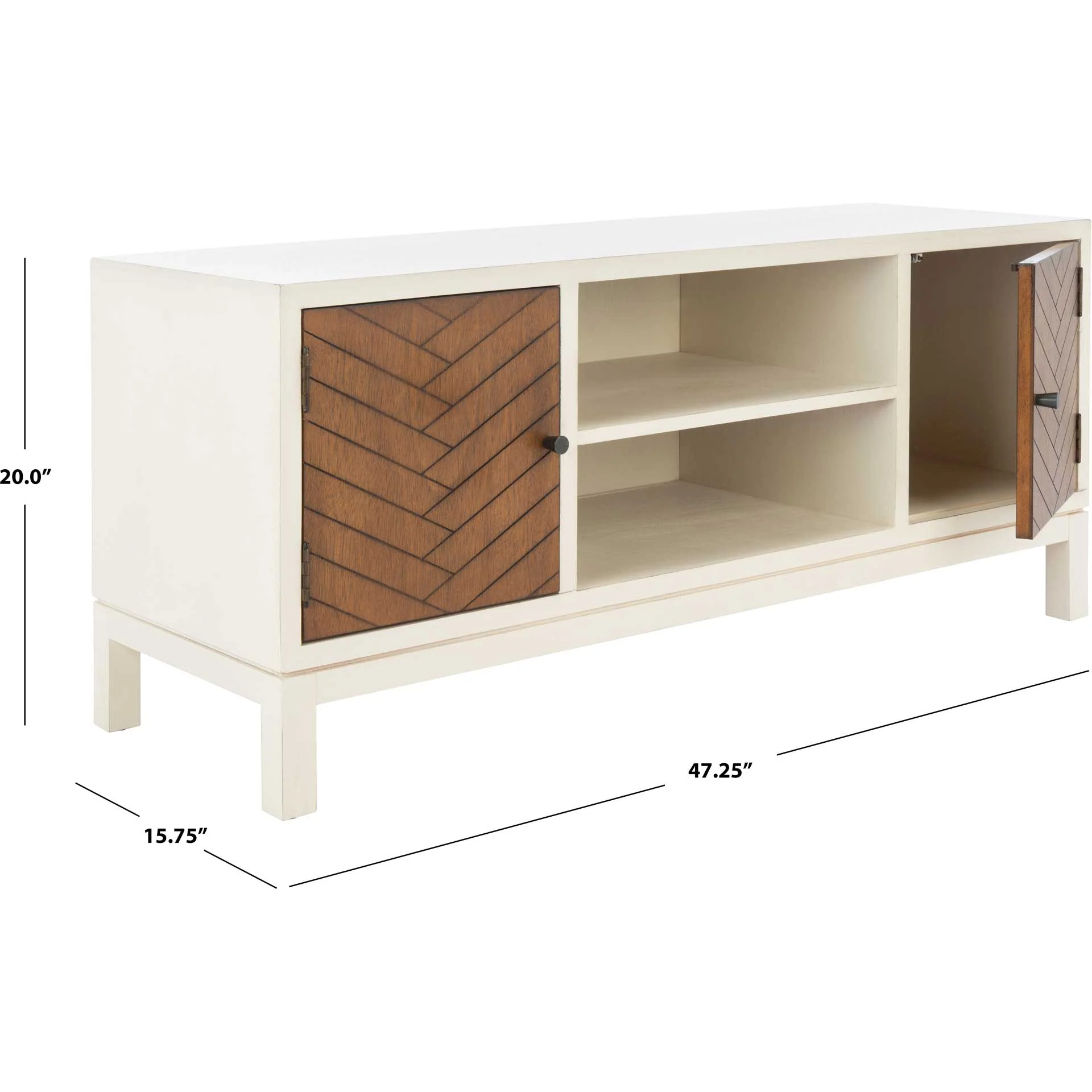 Ajani Media Stand Distressed White/Honey Brown - Image 9