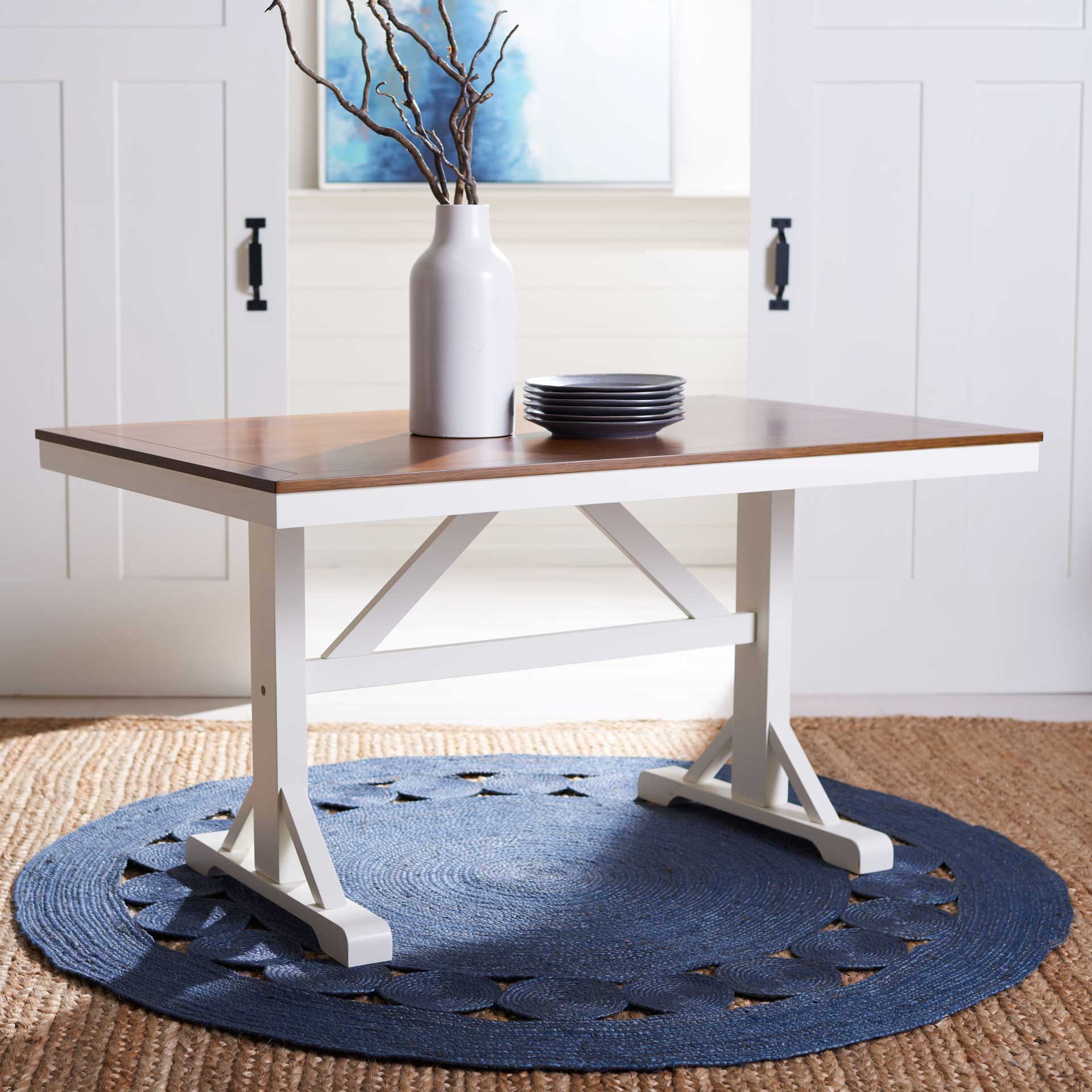 Akito Rectangle Dining Table White/Natural - Image 6