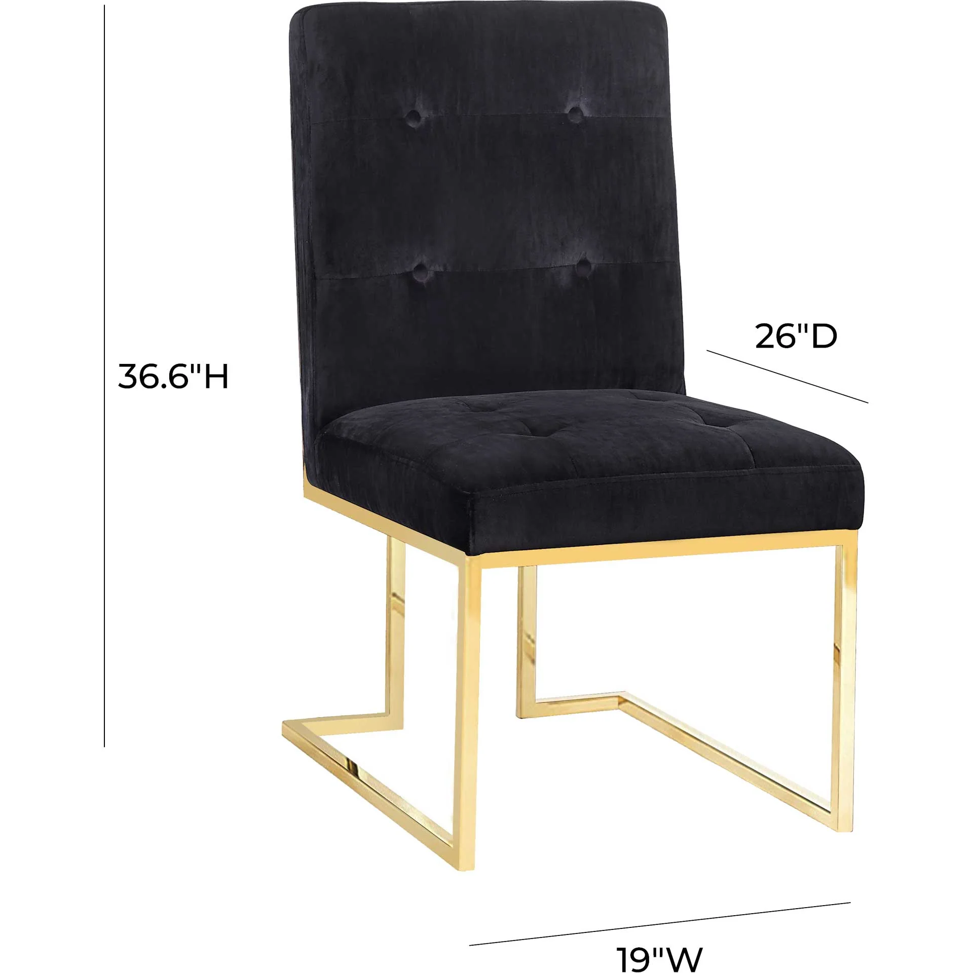 Akito Velvet Chair Black (Set of 2) - Image 7