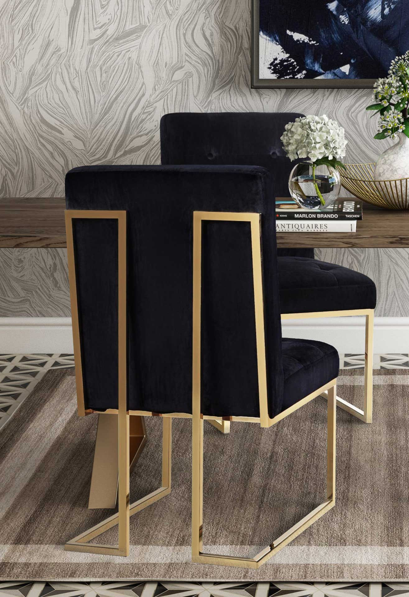 Akito Velvet Chair Black (Set of 2) - Image 8