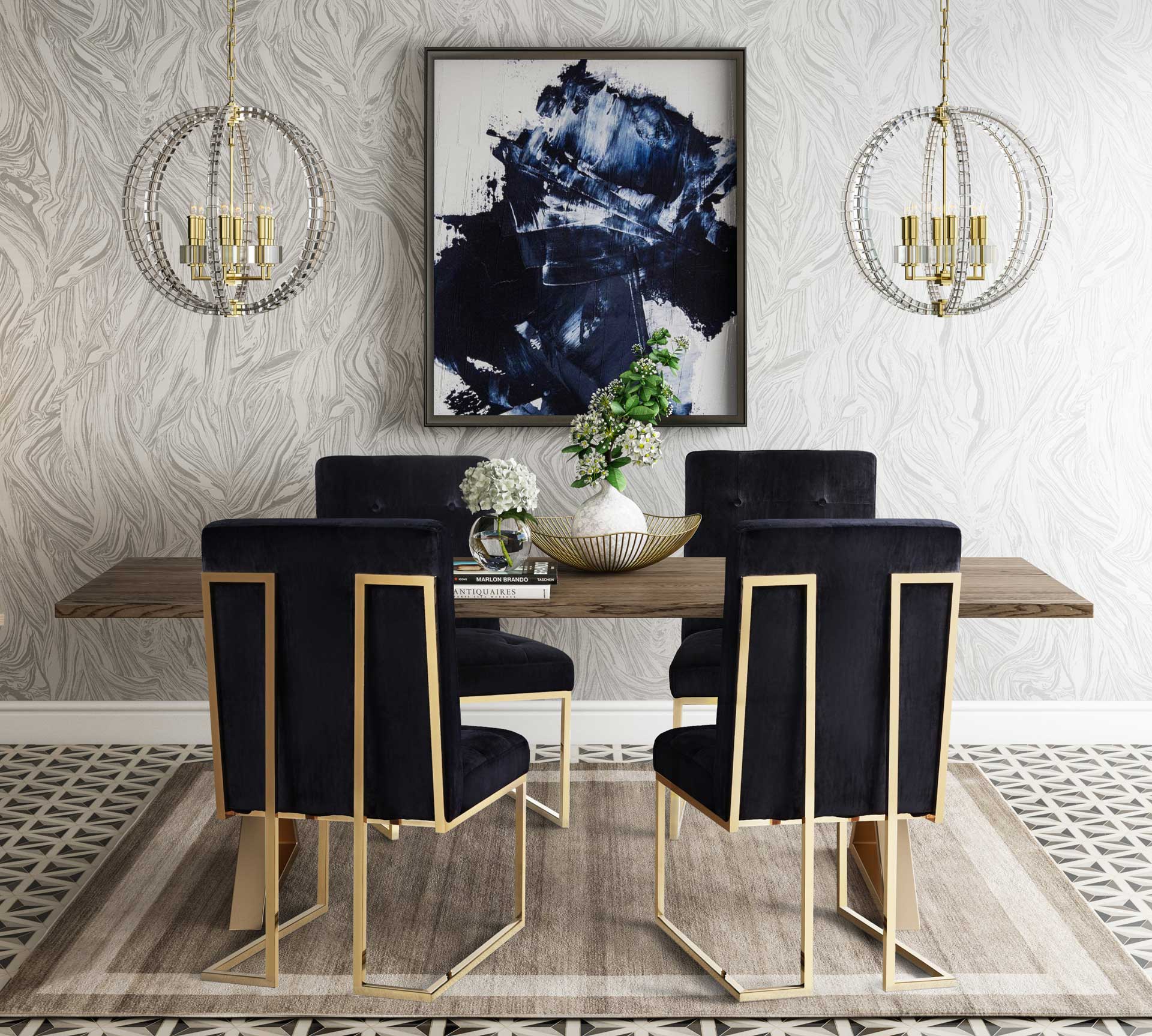 Akito Velvet Chair Black (Set of 2) - Image 9