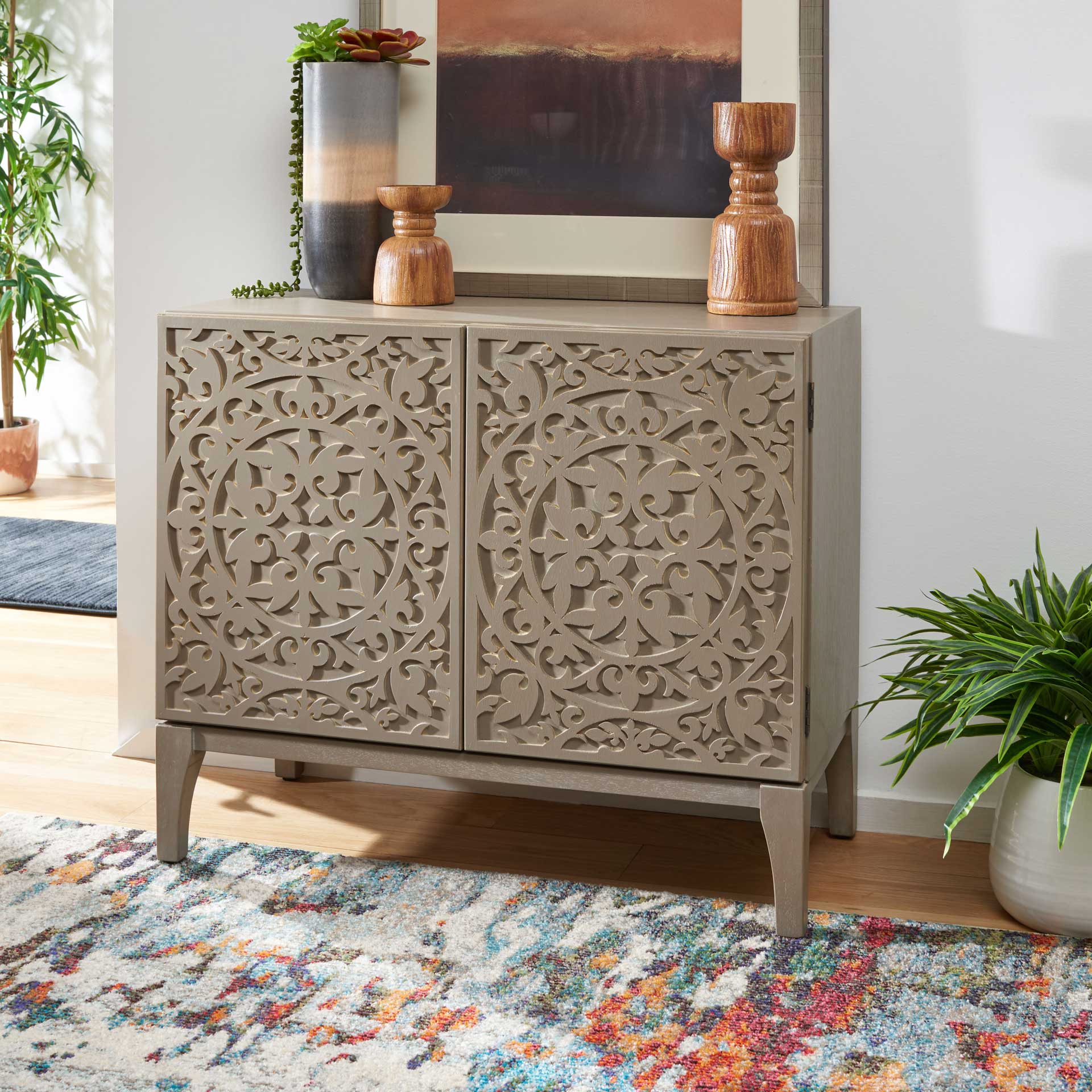 Alaia 2 Door 2 Shelf Chest Antique Gray - Image 4